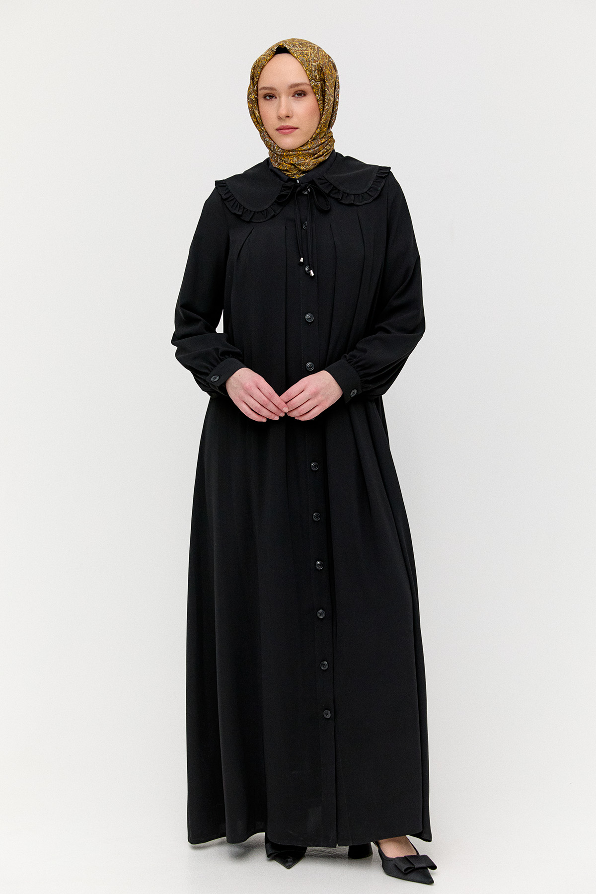 Düğmeli Krep Ferace, Tesettür Giyim