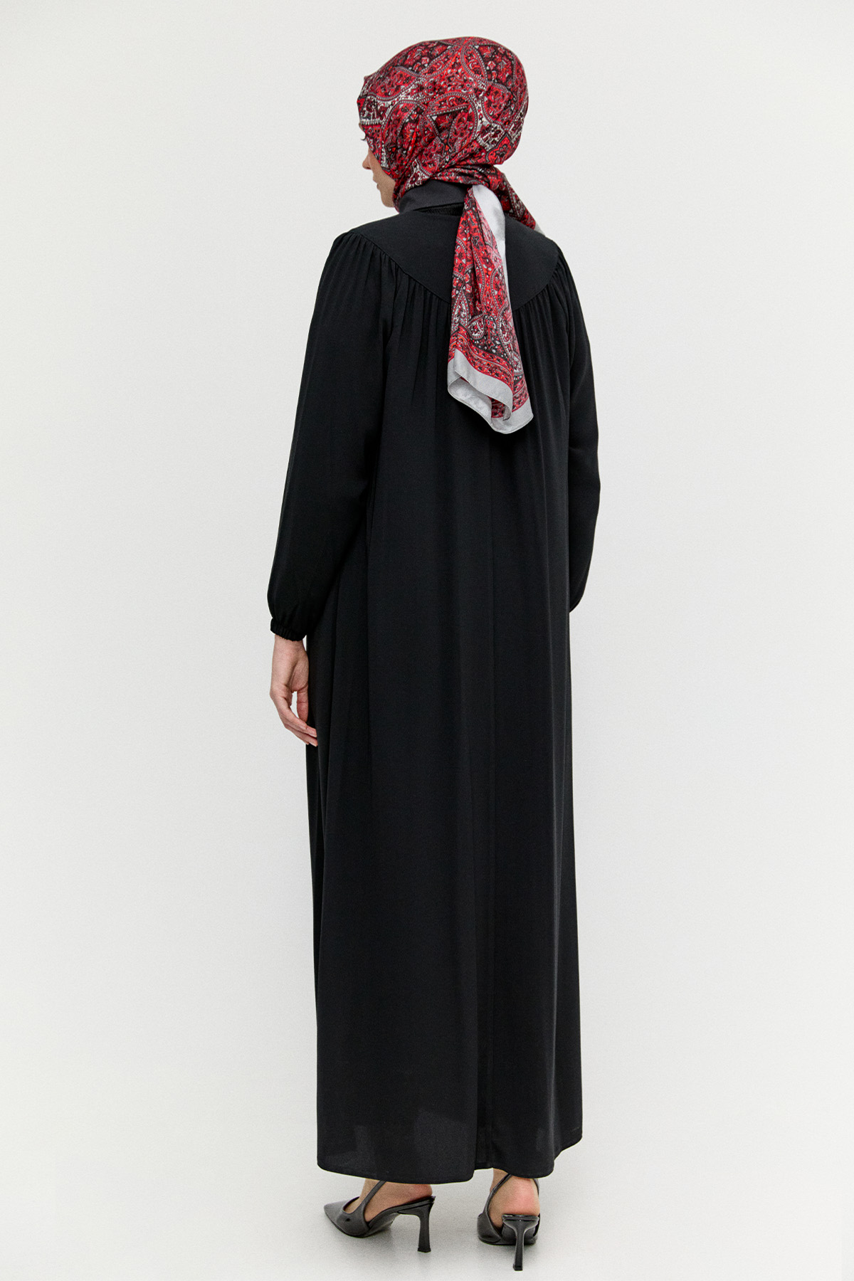 Taş Detaylı Büzgülü Ferace, Tesettür Giyim