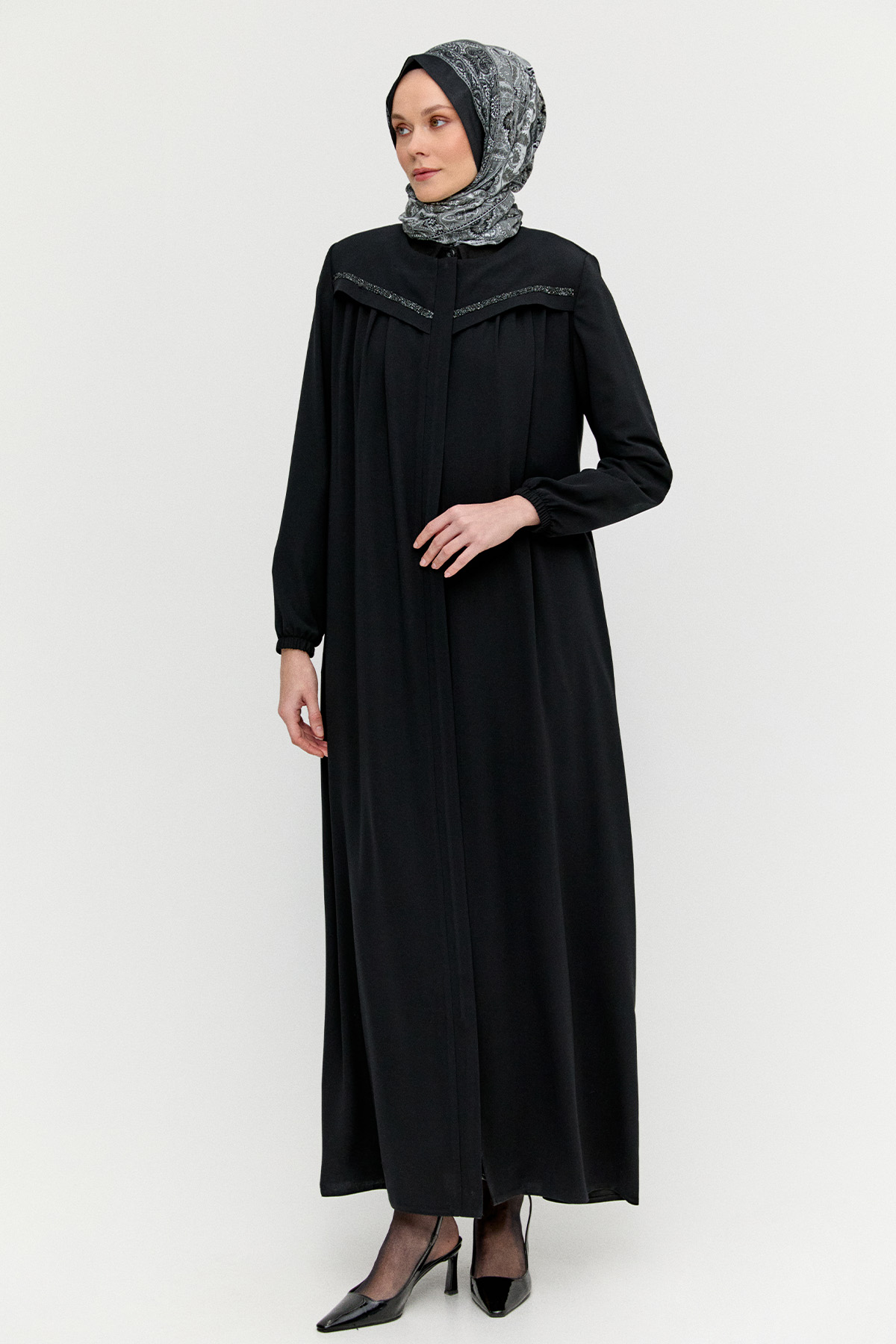 Taş Detaylı Ferace, Tesettür Giyim