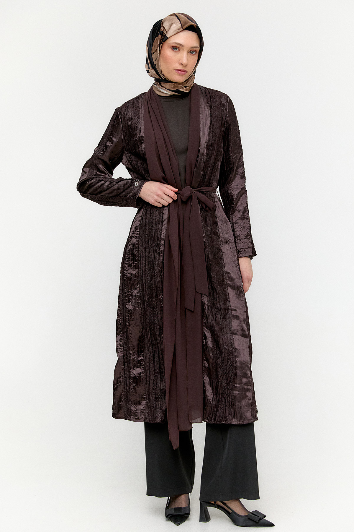 Şifon Detaylı Dokulu Giy Çık, Tesettür Giyim