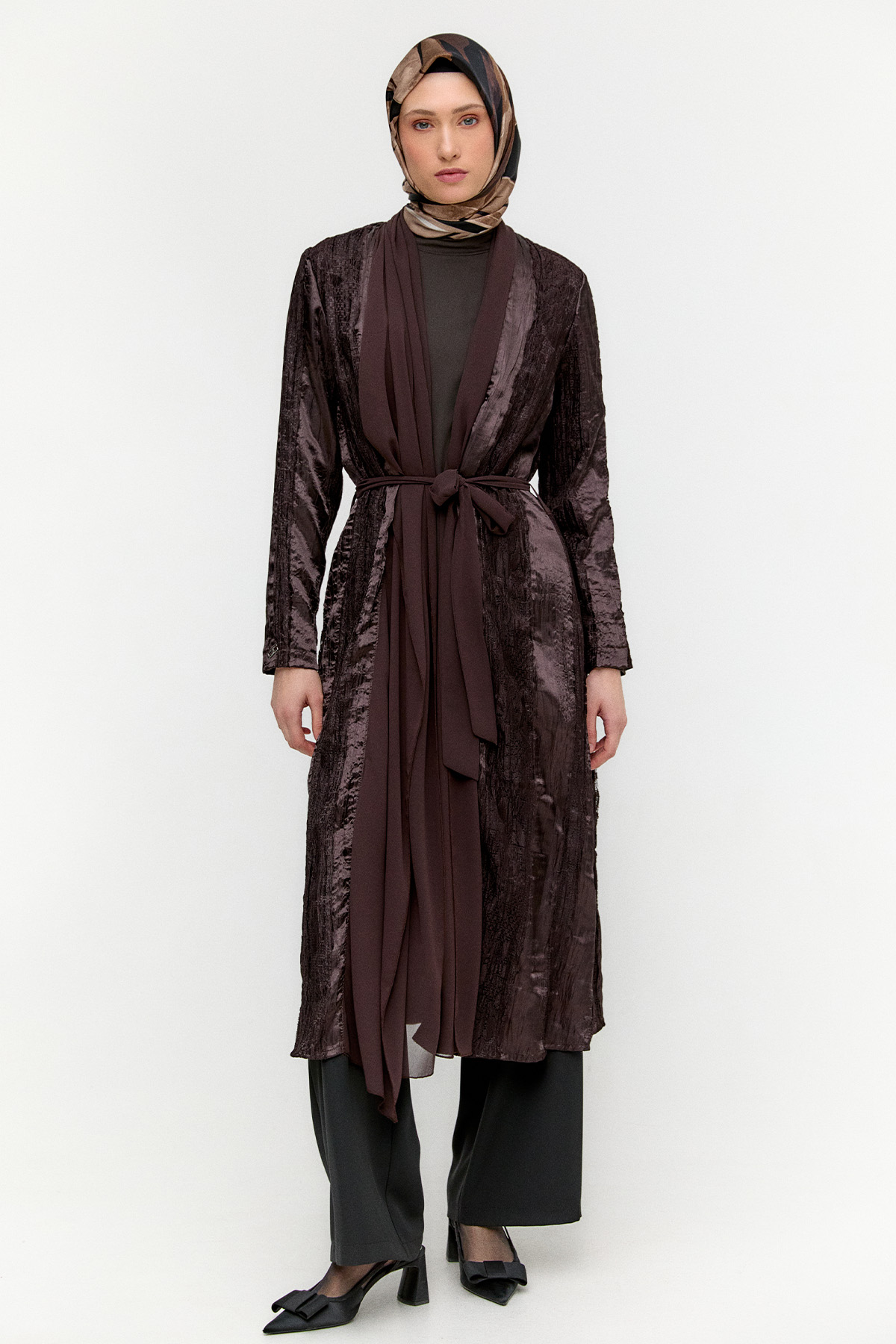 Şifon Detaylı Dokulu Giy Çık, Tesettür Giyim