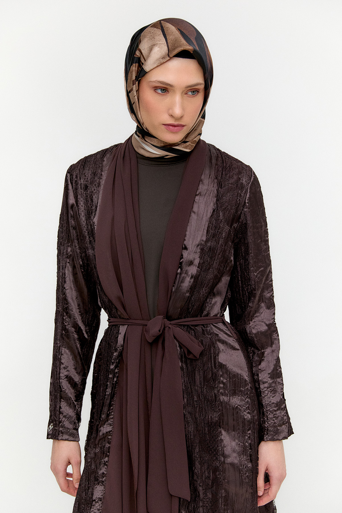 Şifon Detaylı Dokulu Giy Çık, Tesettür Giyim