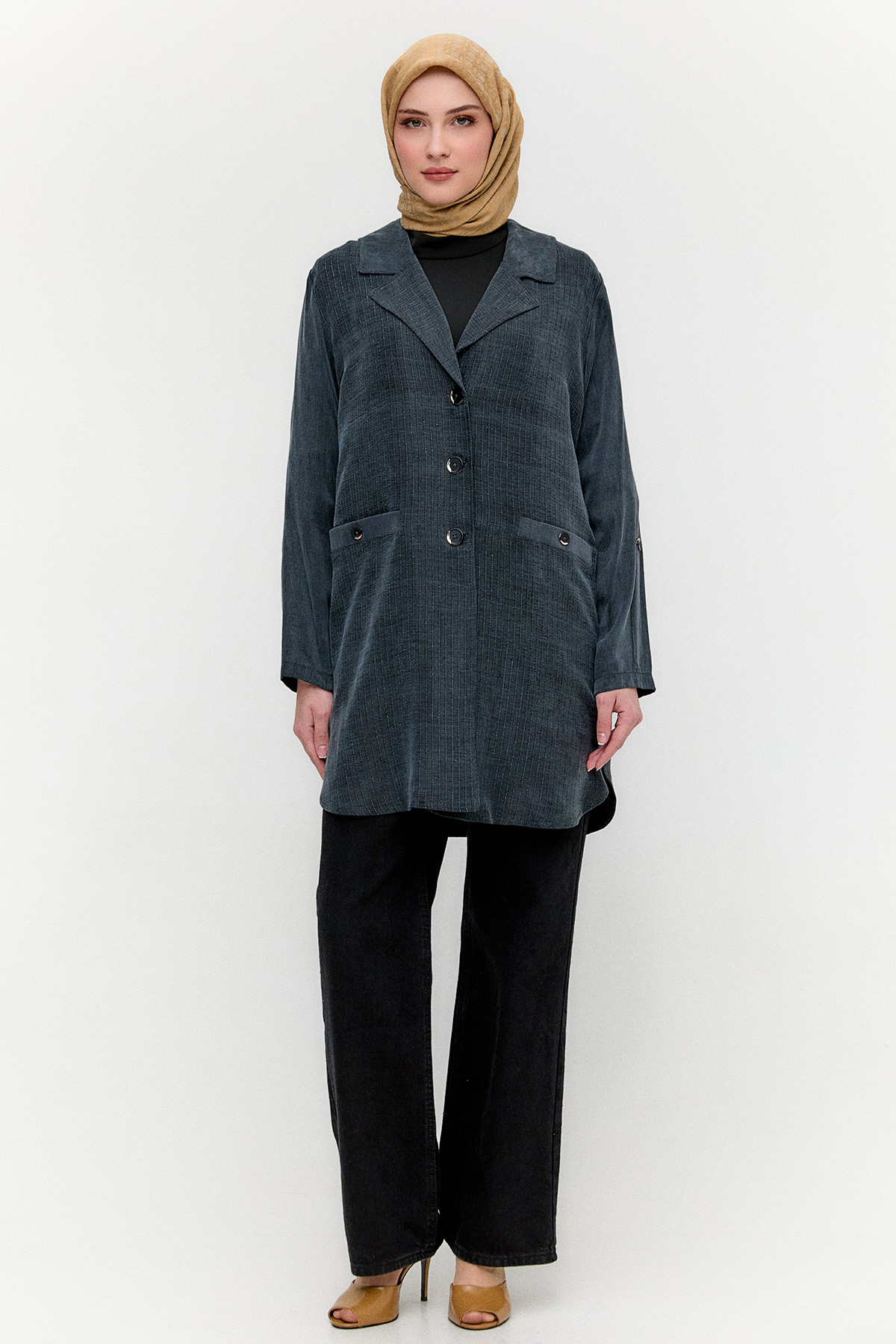 Metalik Lyocell Şık Kap, Tesettür Giyim