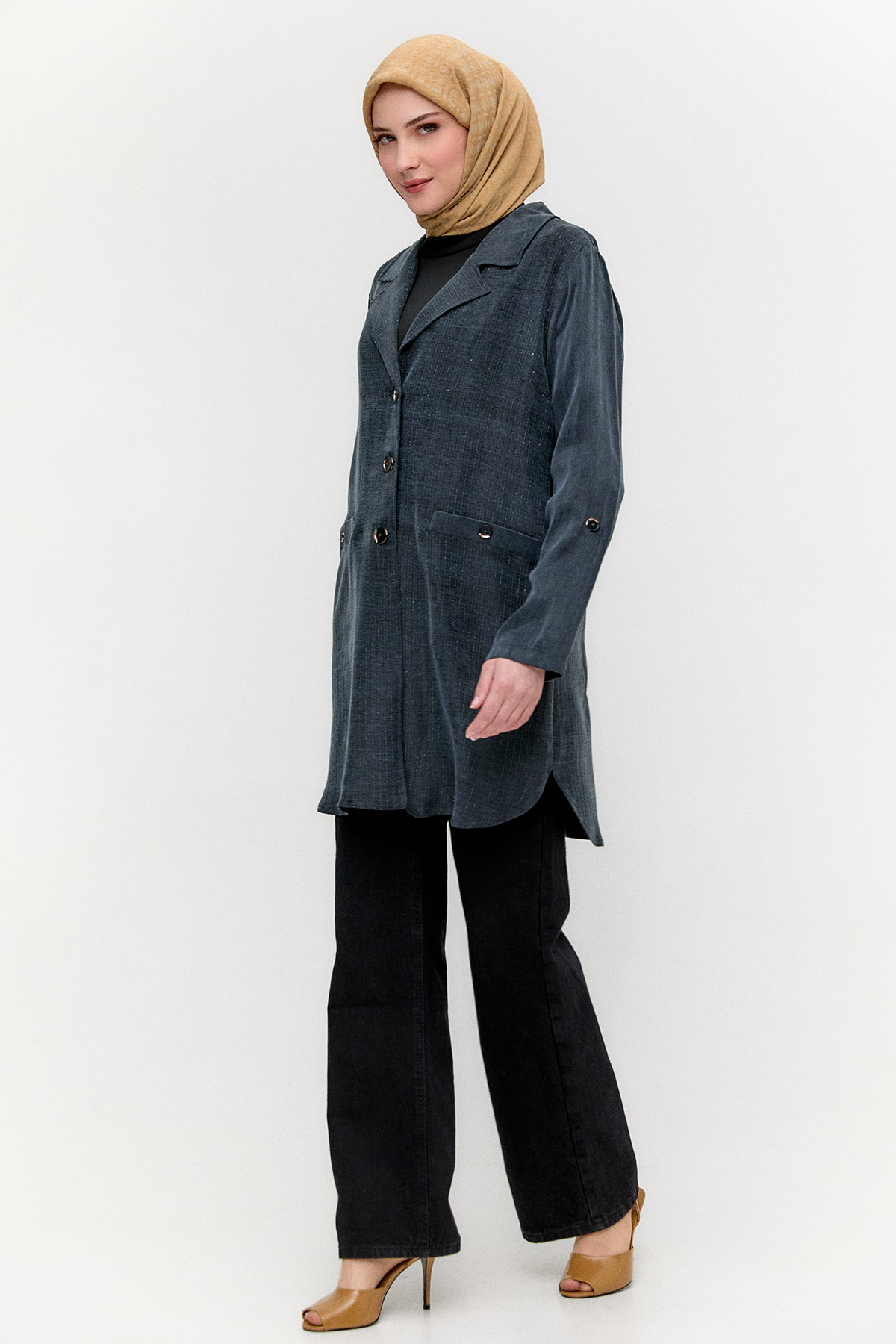 Metalik Lyocell Şık Kap, Tesettür Giyim