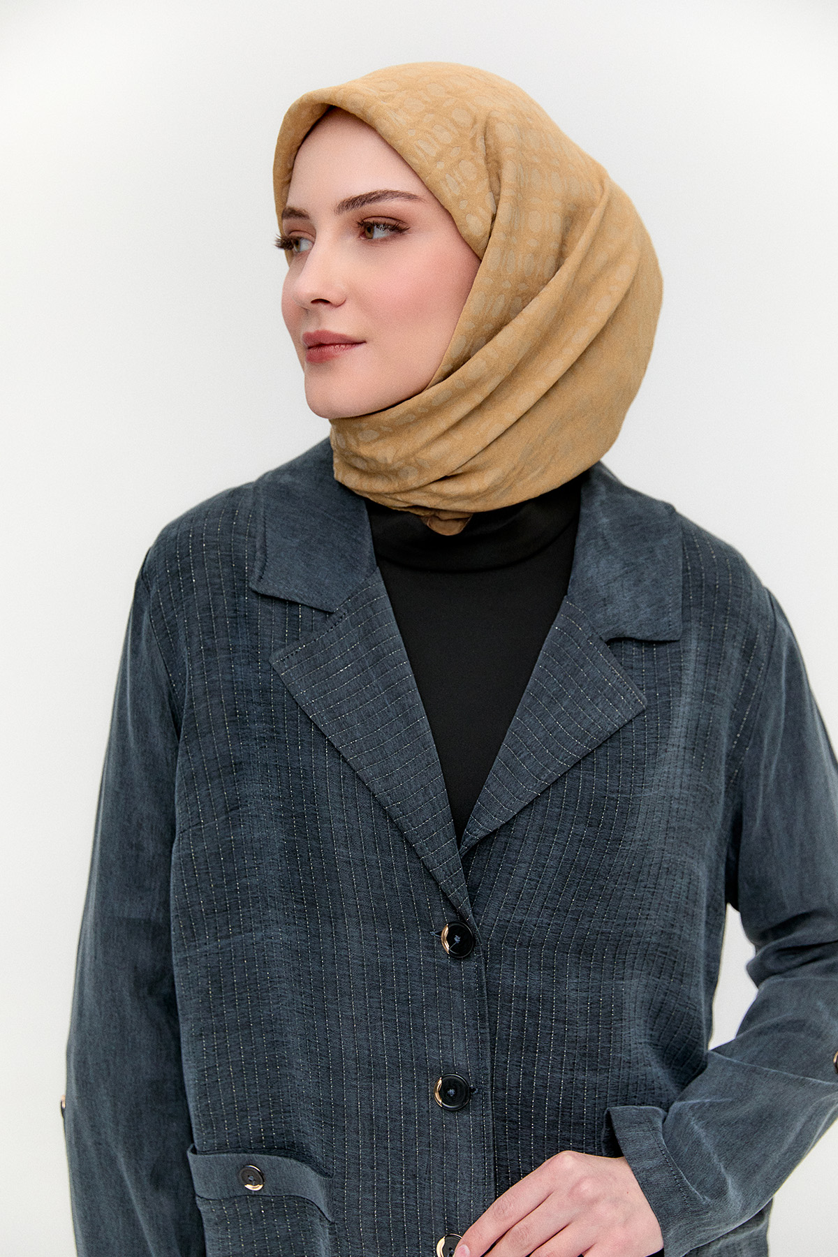 Metalik Lyocell Şık Kap, Tesettür Giyim