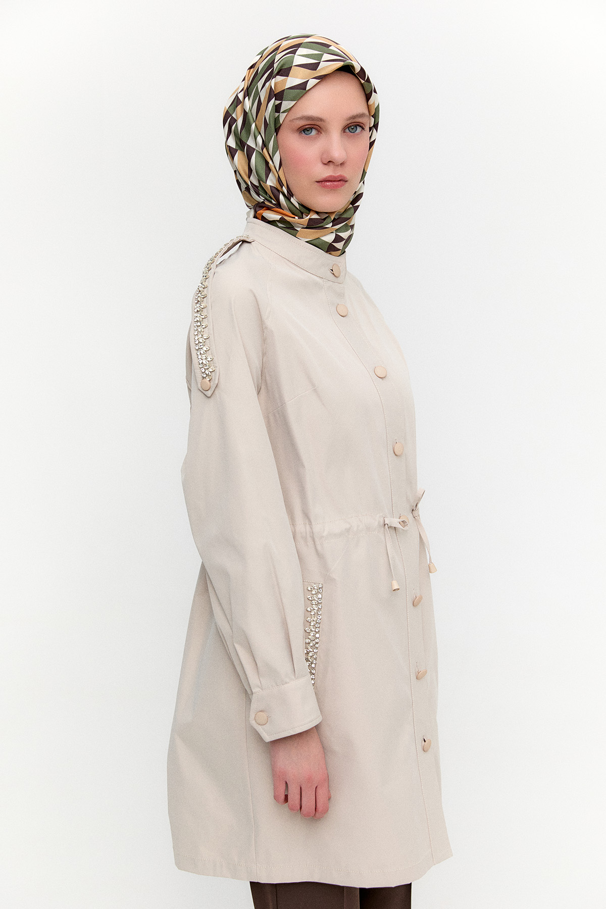 Taş Detaylı Reglan Kap, Tesettür Giyim