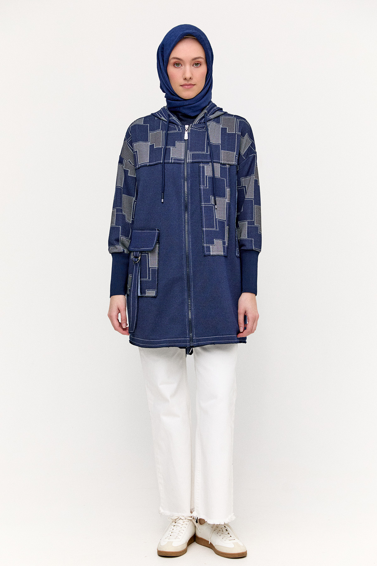 Parçalı Desenli Spor Kap, Tesettür Giyim