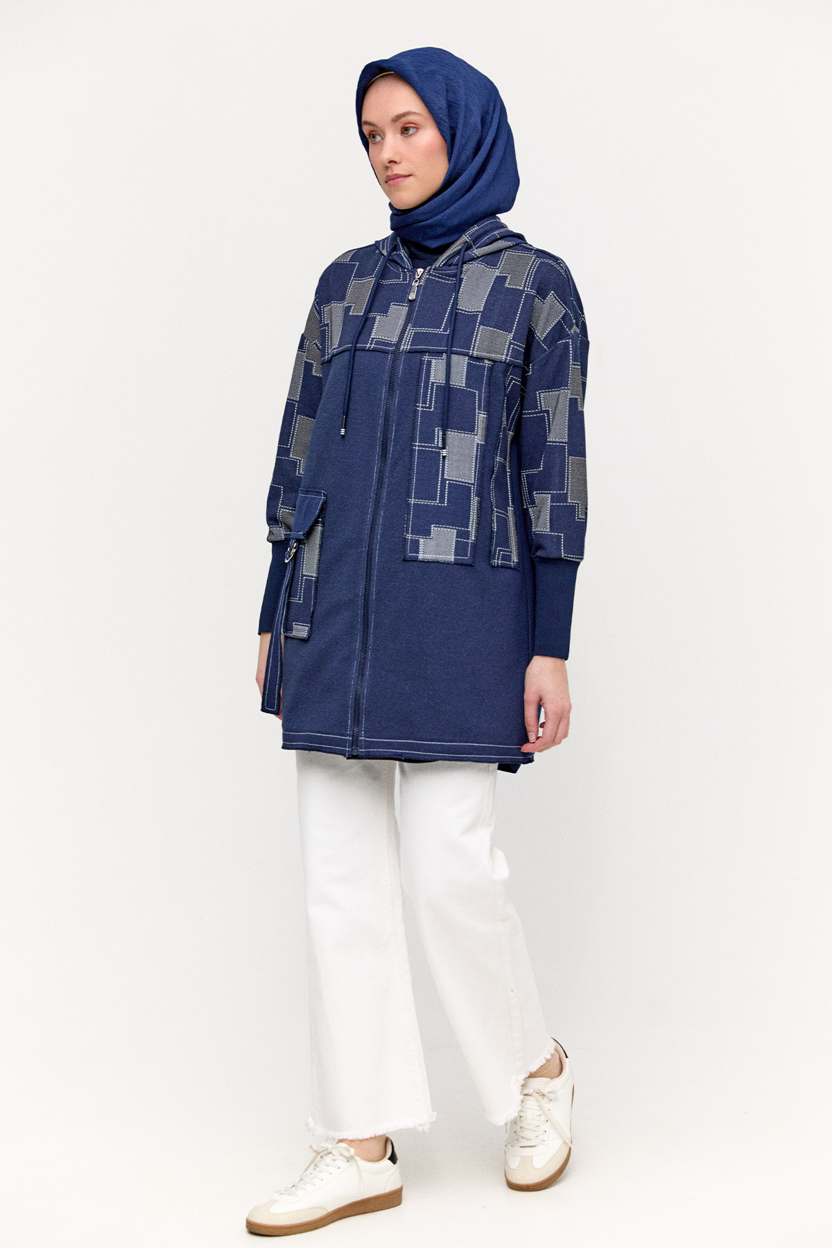 Parçalı Desenli Spor Kap, Tesettür Giyim