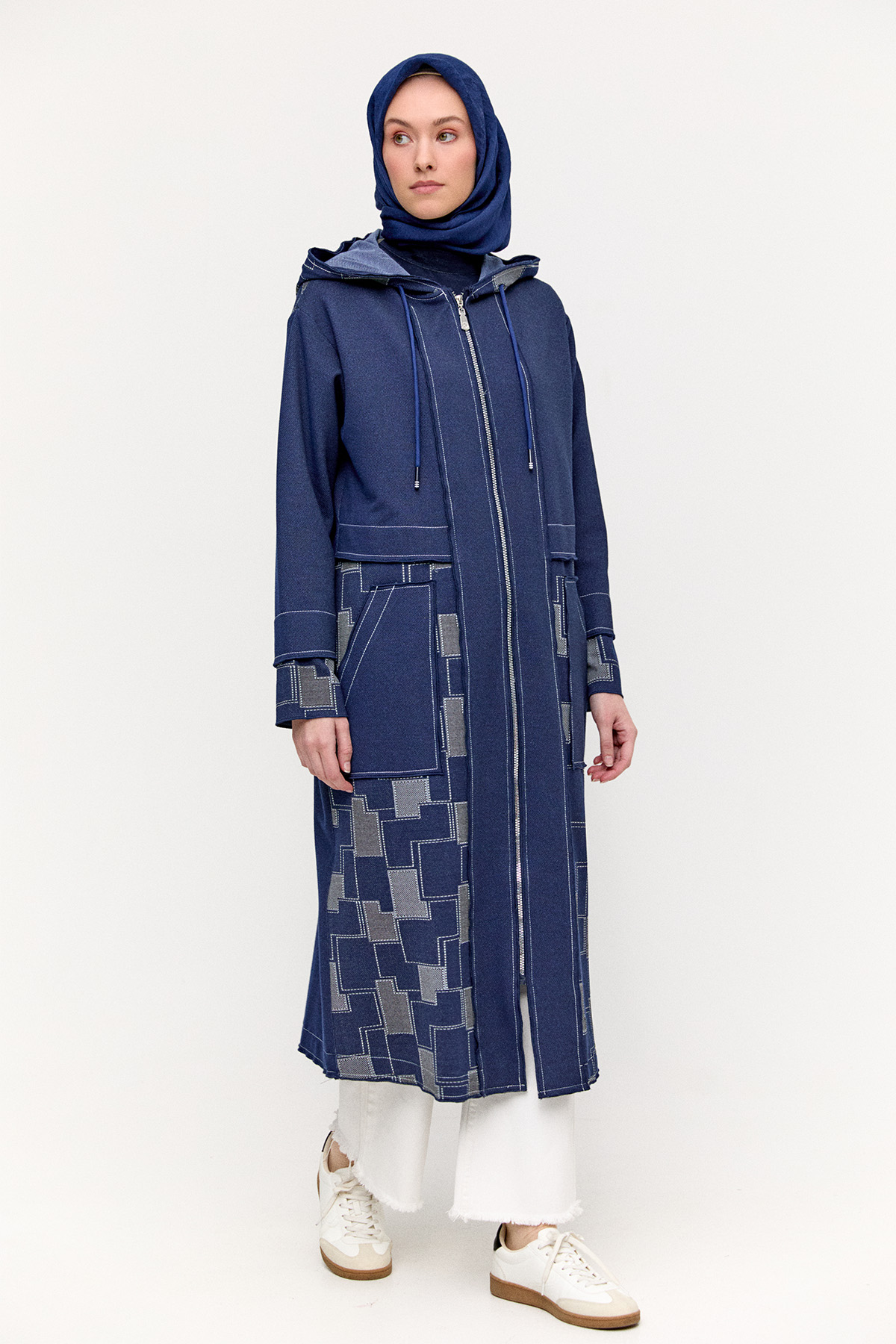 Kapüşonlu Kargo Cepli Kap, Tesettür Giyim