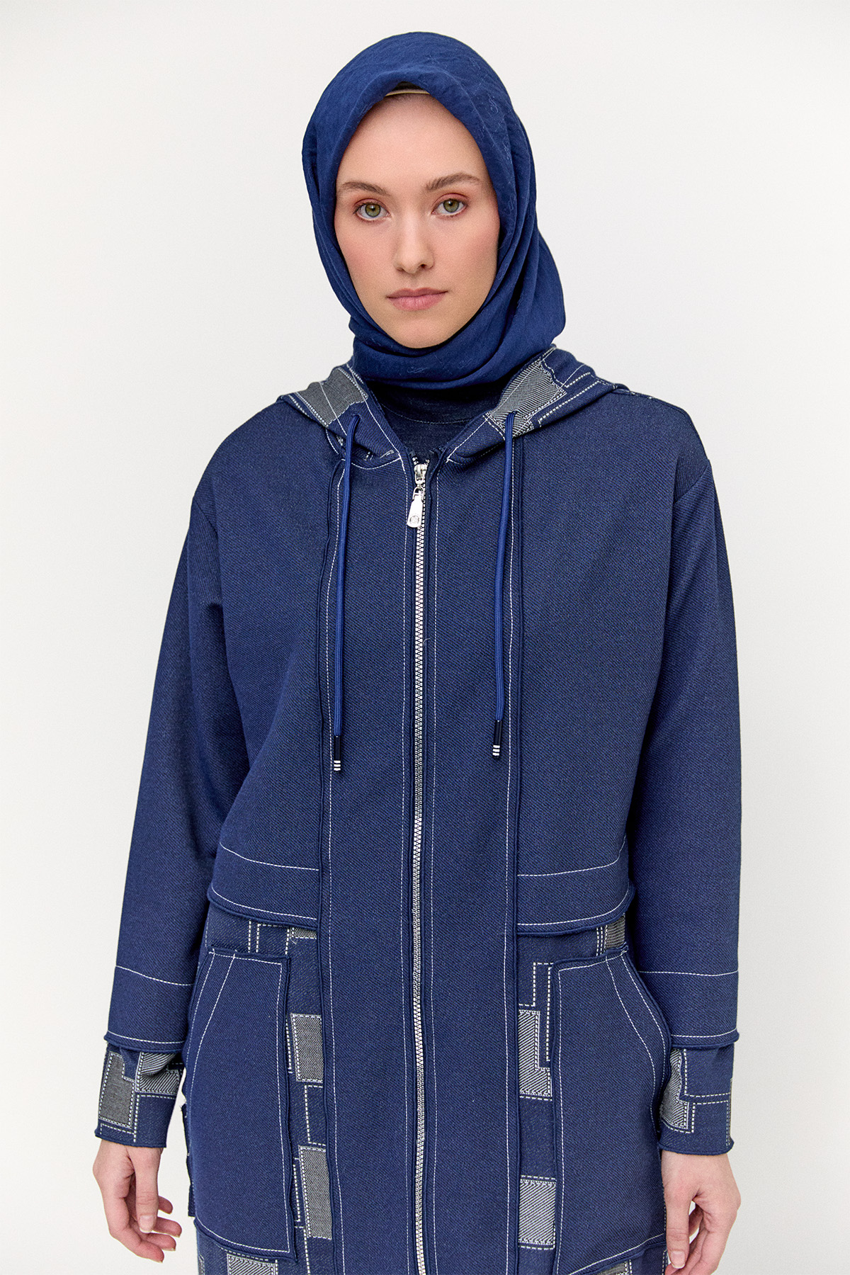 Kapüşonlu Kargo Cepli Kap, Tesettür Giyim
