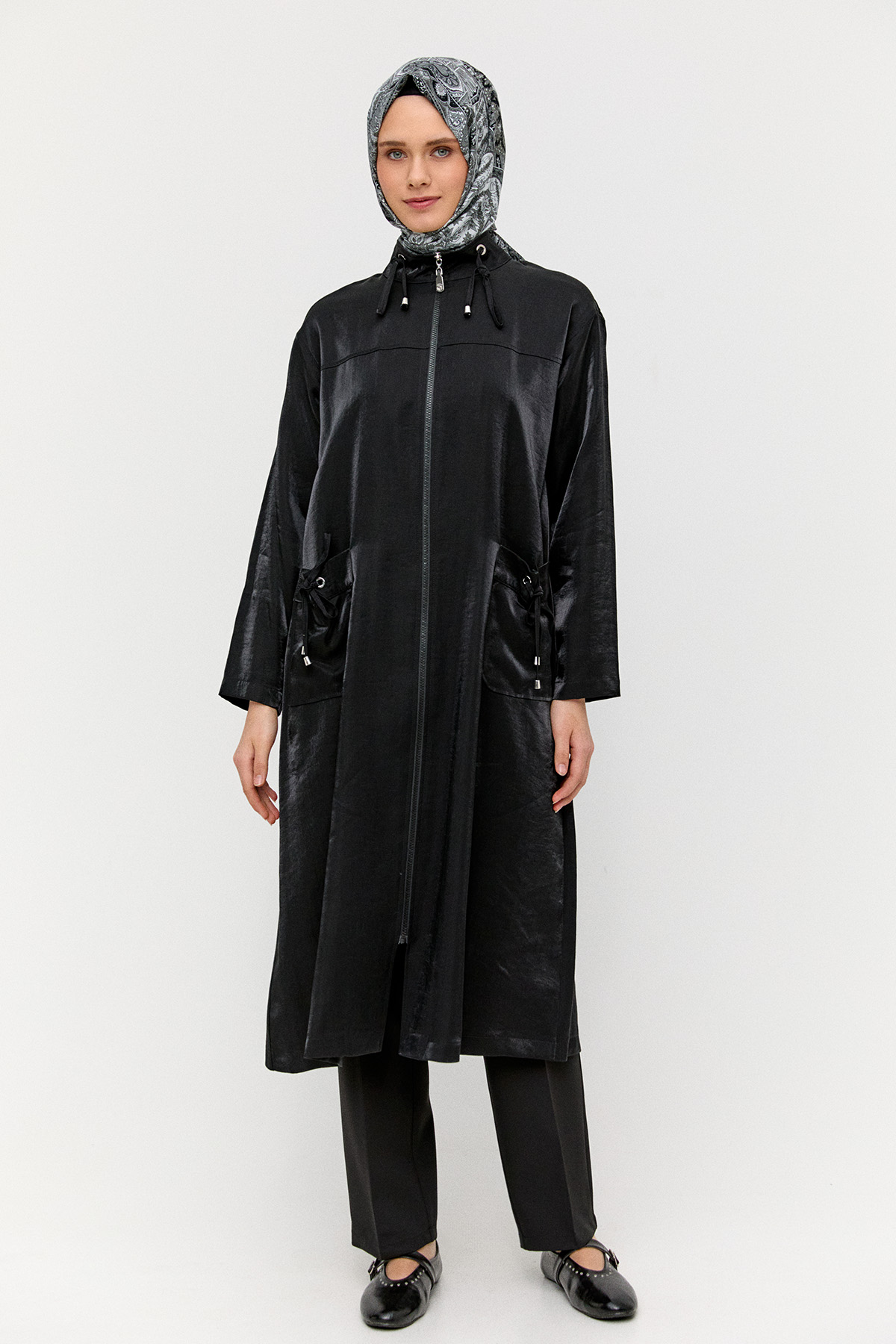 Çift Cepli Fermuarlı Kap, Tesettür Giyim