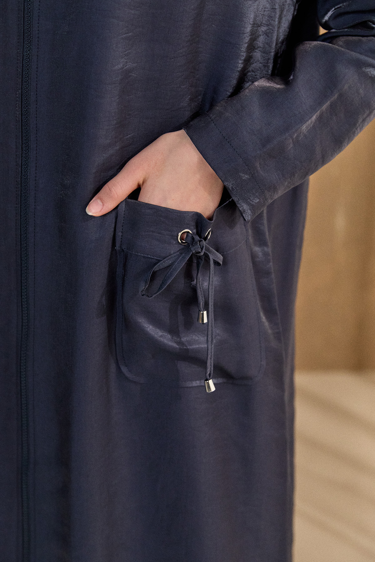 Çift Cepli Fermuarlı Kap, Tesettür Giyim