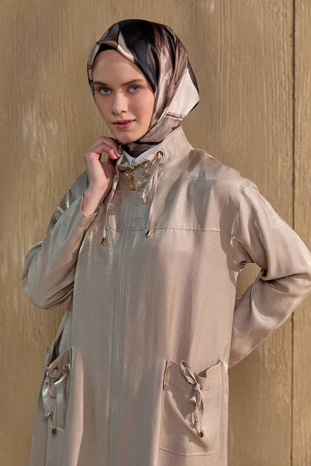 Çift Cepli Fermuarlı Kap, Tesettür Giyim