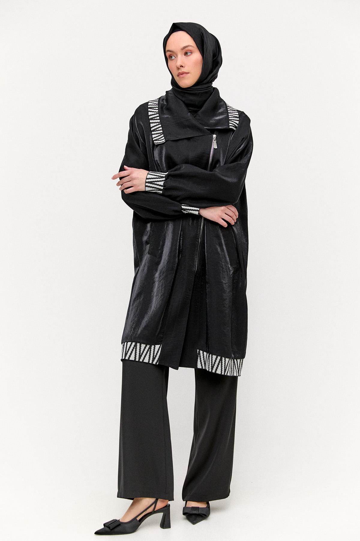 Zebra Desenli Jakar Kap, Tesettür Giyim