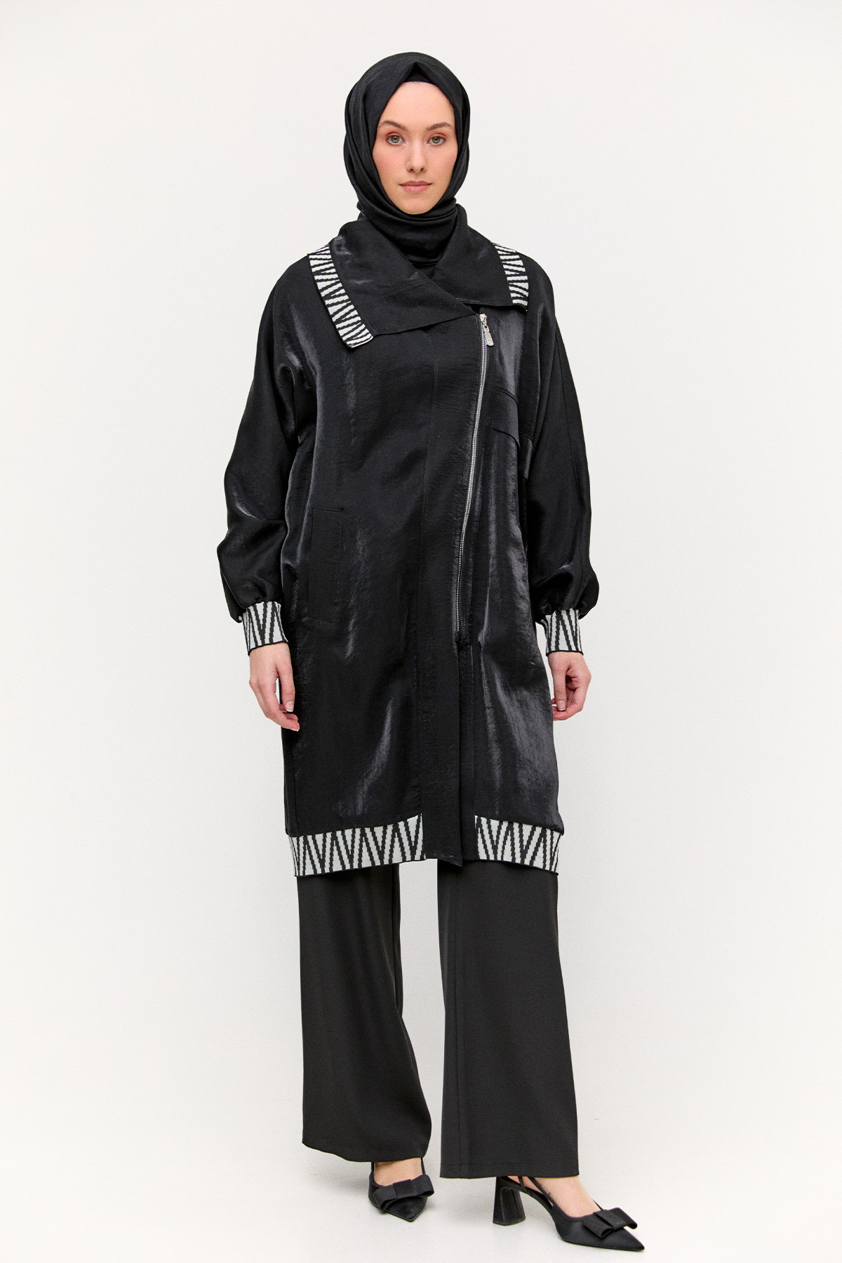 Zebra Desenli Jakar Kap, Tesettür Giyim