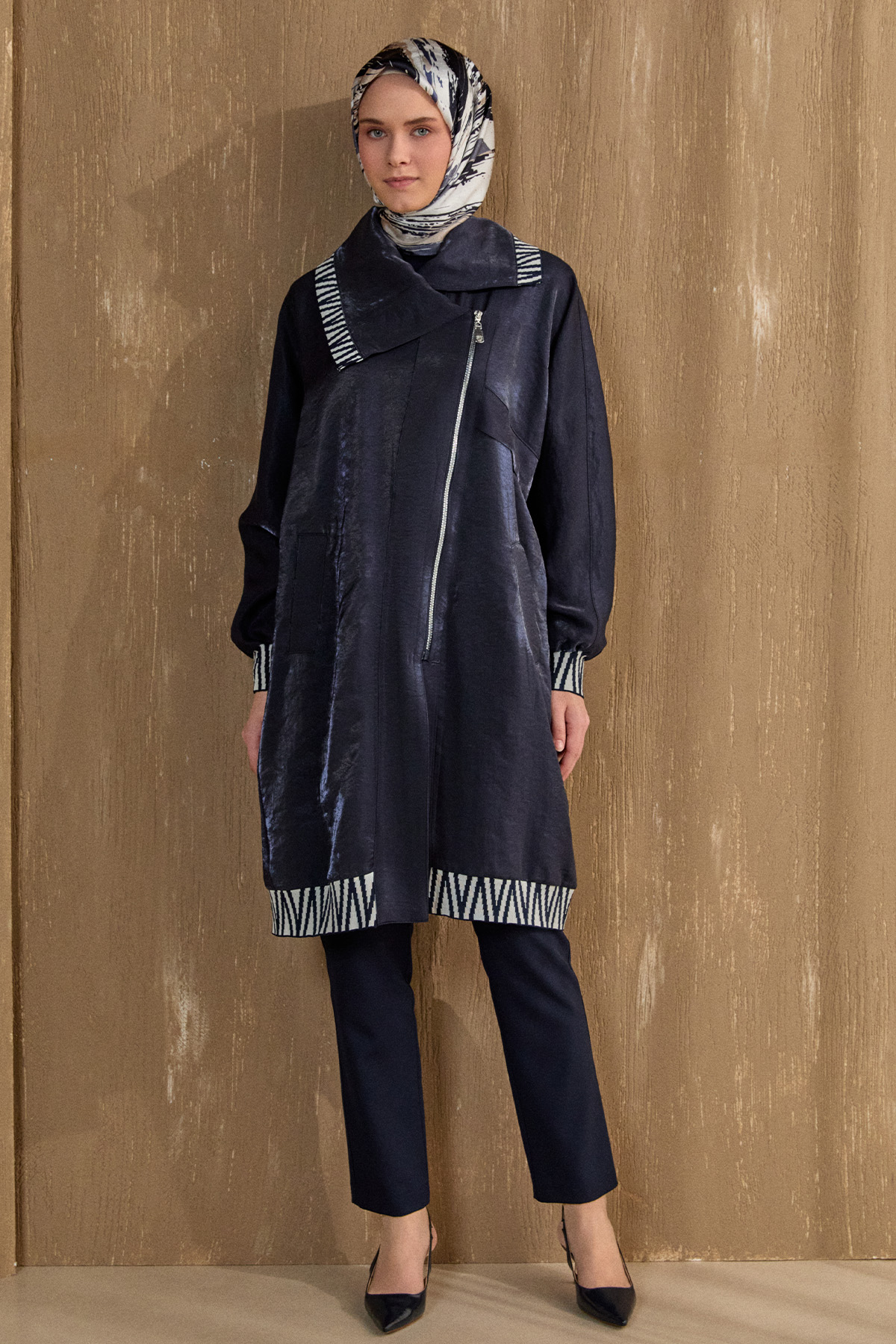 Zebra Desenli Jakar Kap, Tesettür Giyim