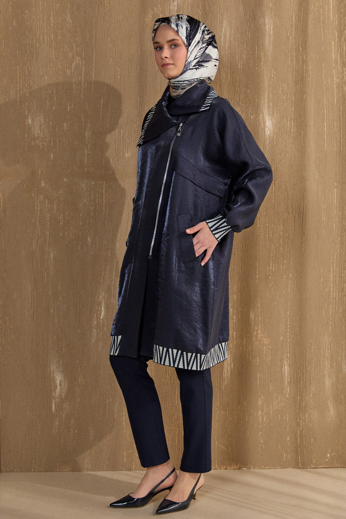 Zebra Desenli Jakar Kap, Tesettür Giyim