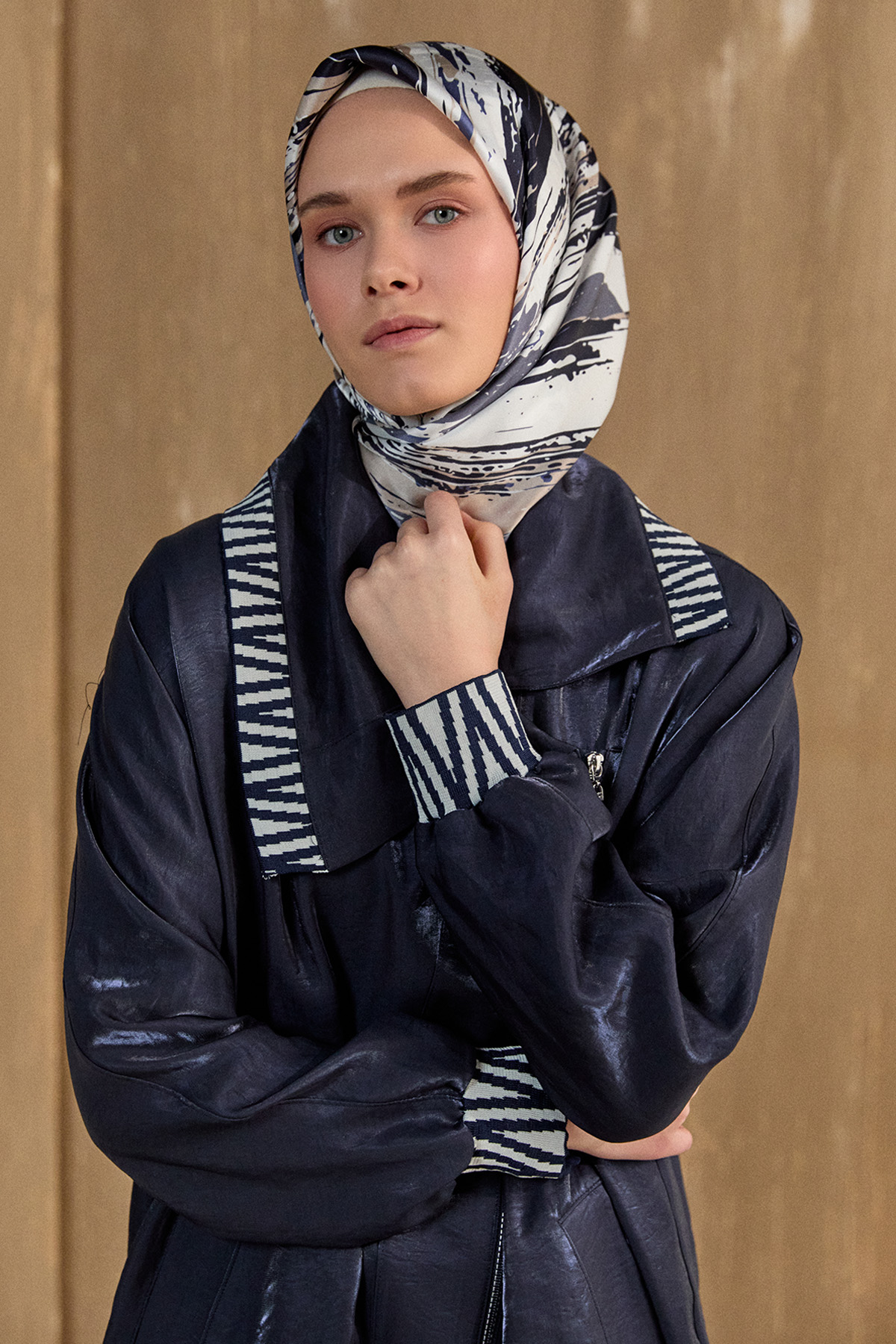 Zebra Desenli Jakar Kap, Tesettür Giyim