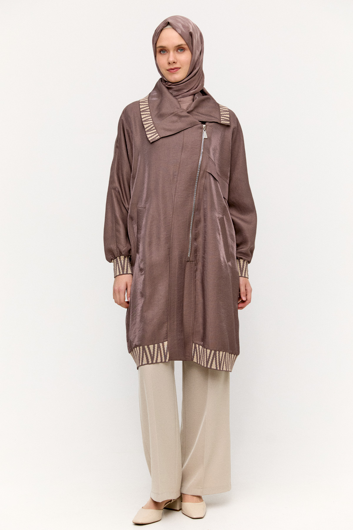 Zebra Desenli Jakar Kap, Tesettür Giyim