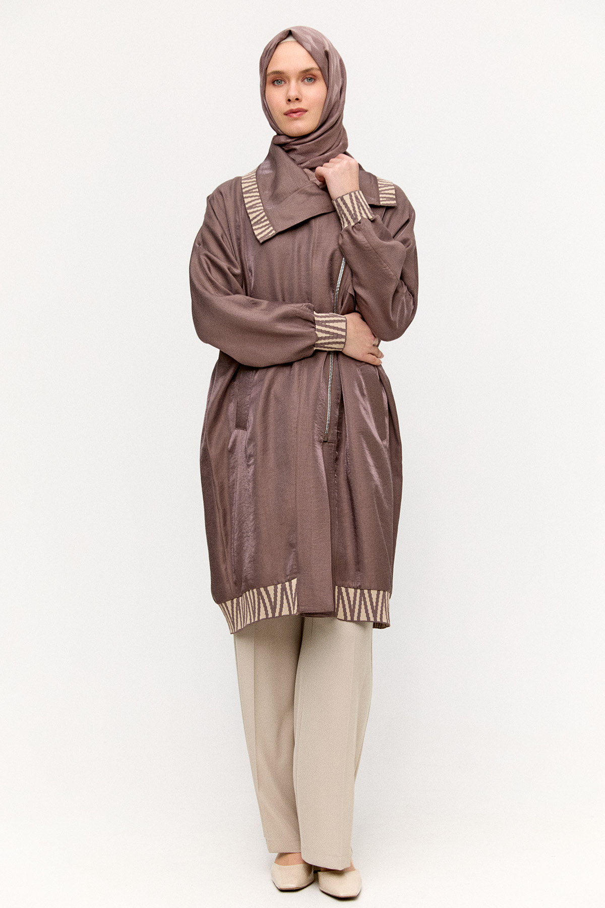 Zebra Desenli Jakar Kap, Tesettür Giyim