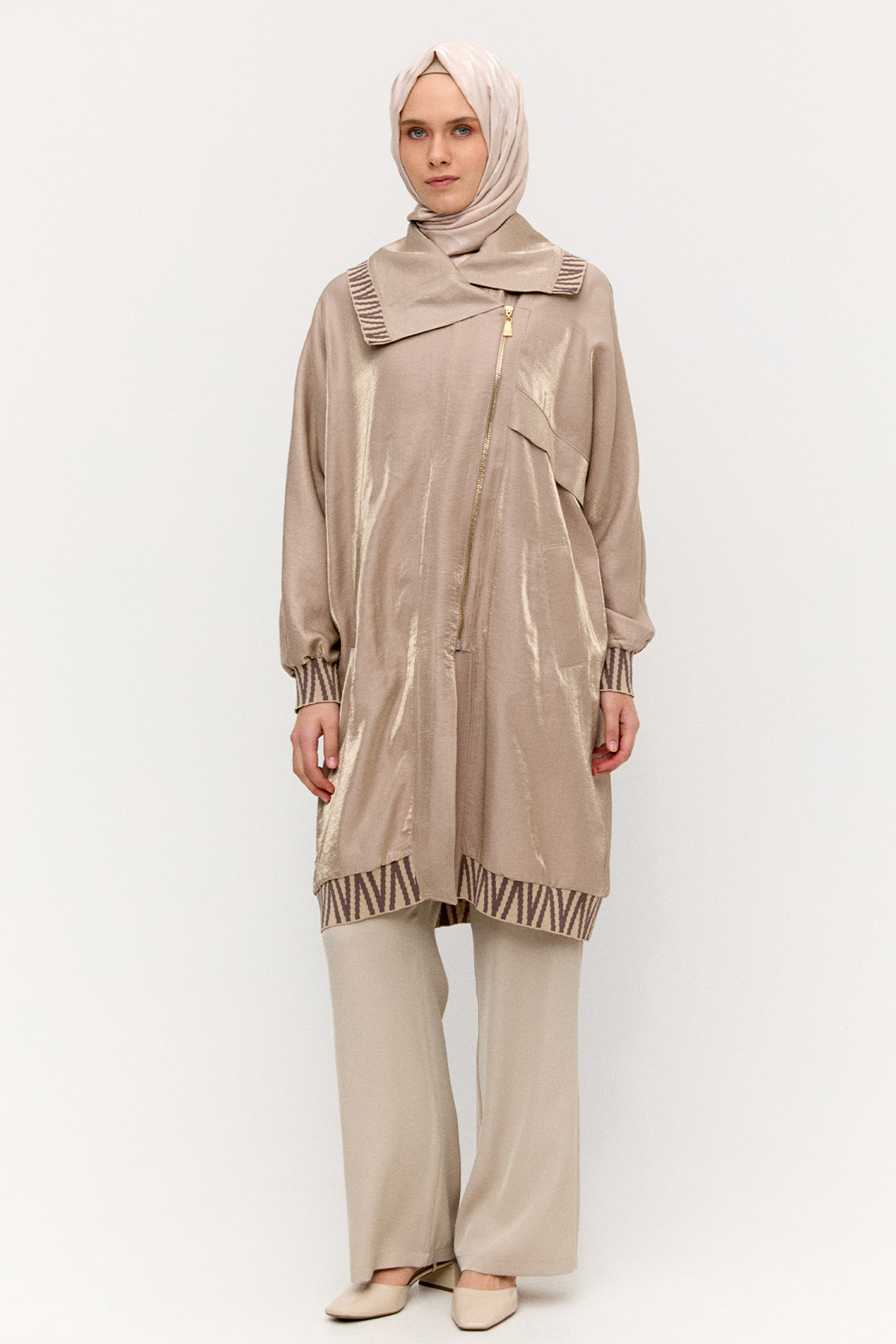 Zebra Desenli Jakar Kap, Tesettür Giyim