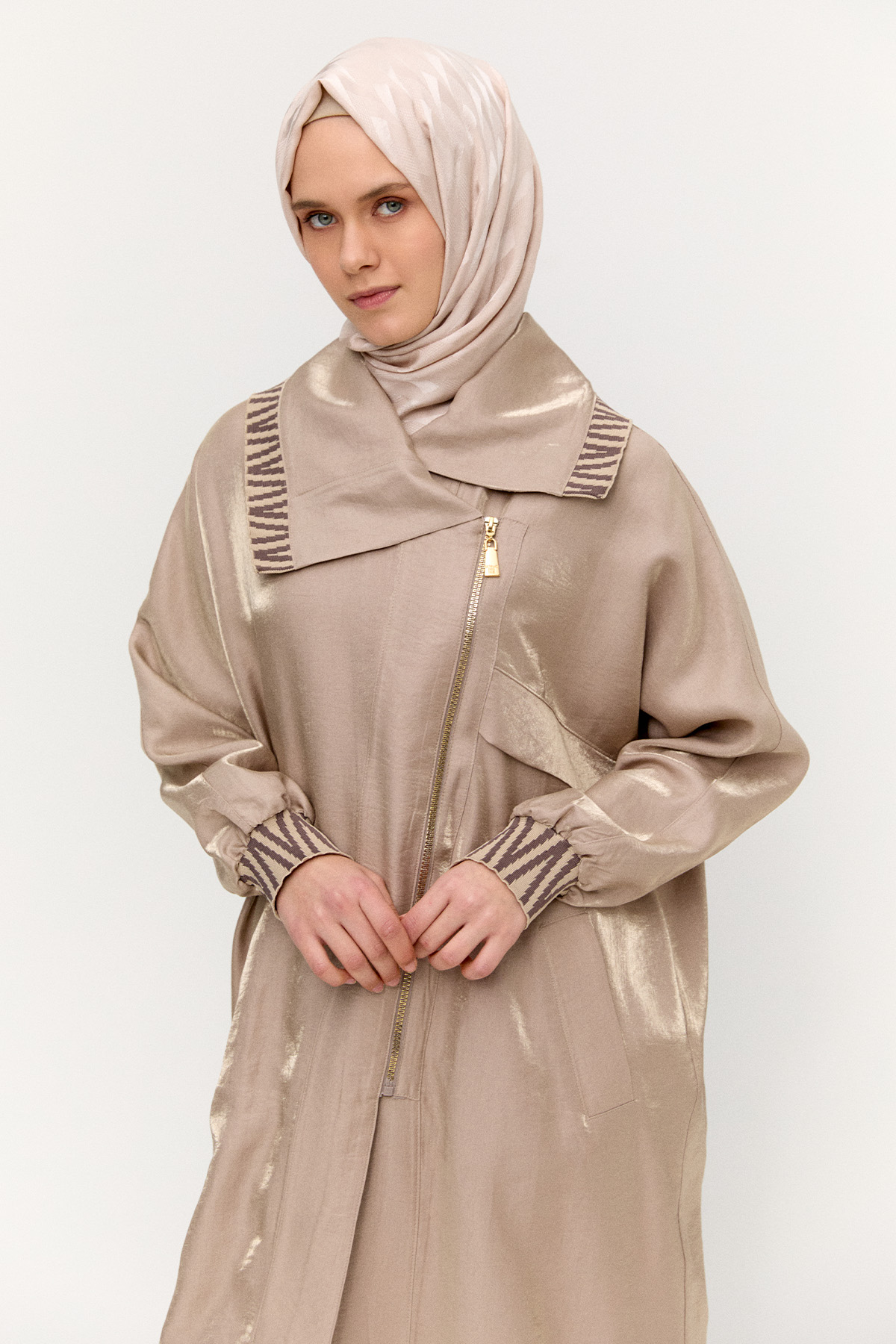 Zebra Desenli Jakar Kap, Tesettür Giyim