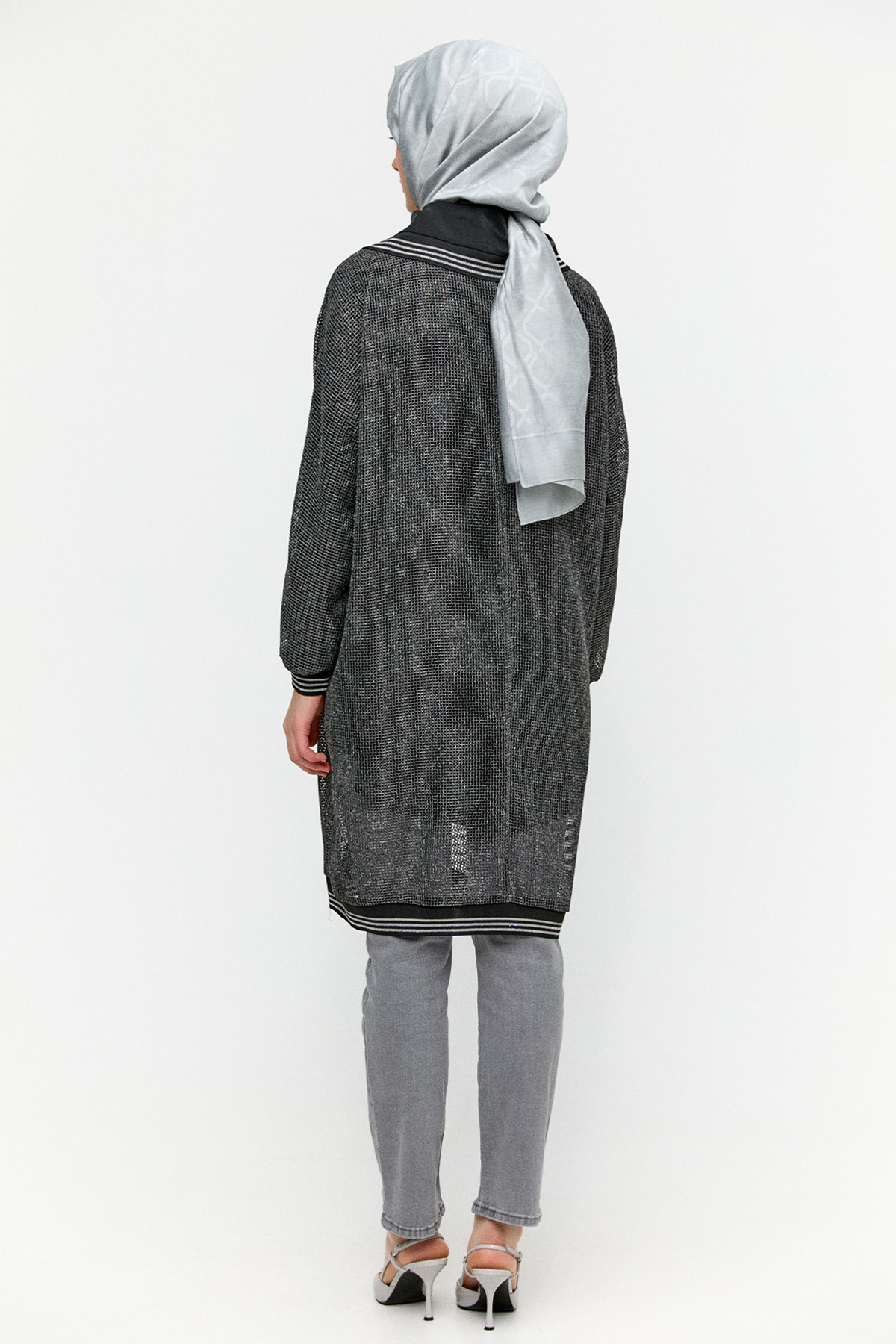 Asimetrik Yakalı File Kap, Tesettür Giyim