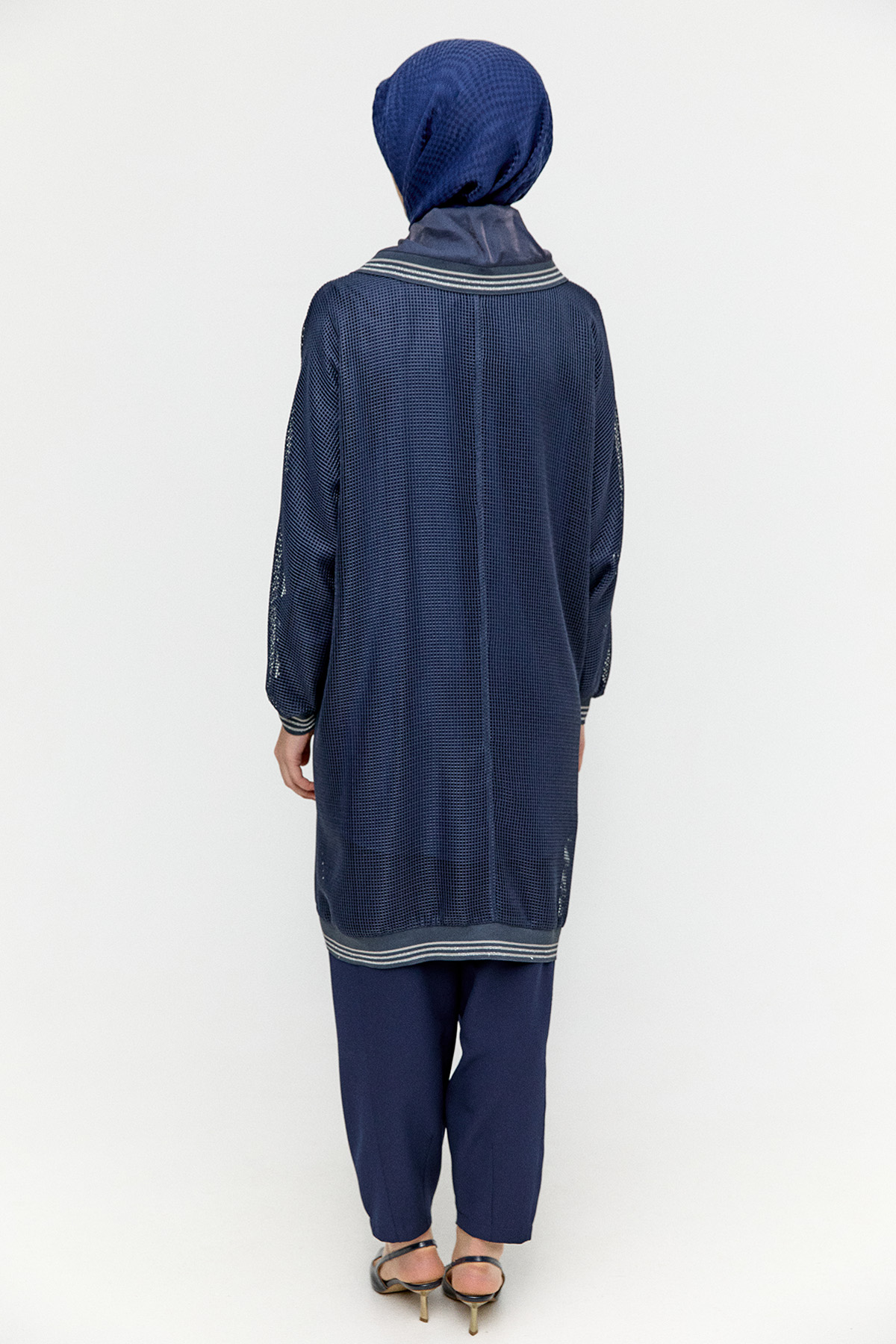 Asimetrik Yakalı File Kap, Tesettür Giyim