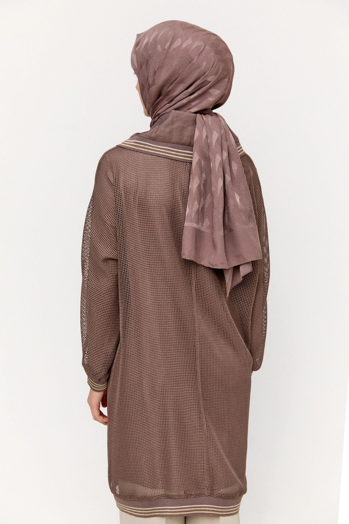 Asimetrik Yakalı File Kap, Tesettür Giyim