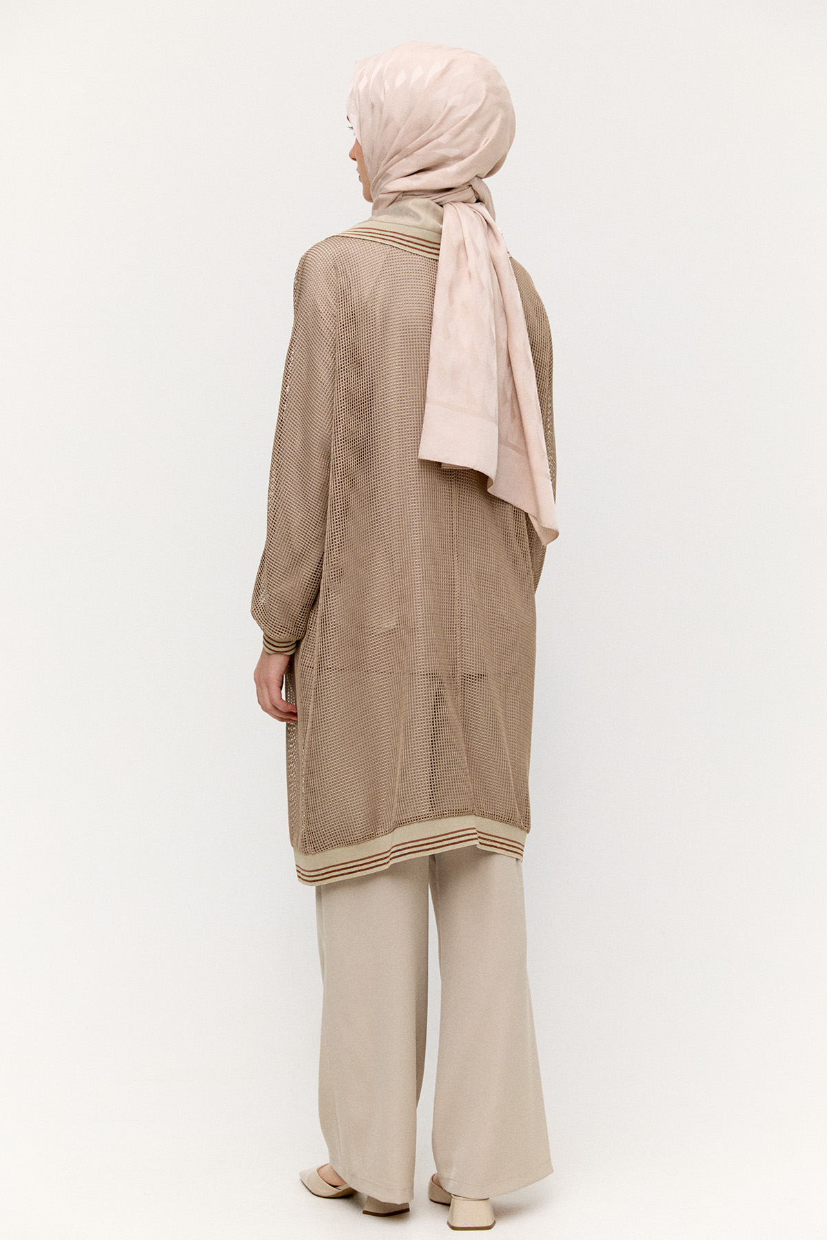 Asimetrik Yakalı File Kap, Tesettür Giyim