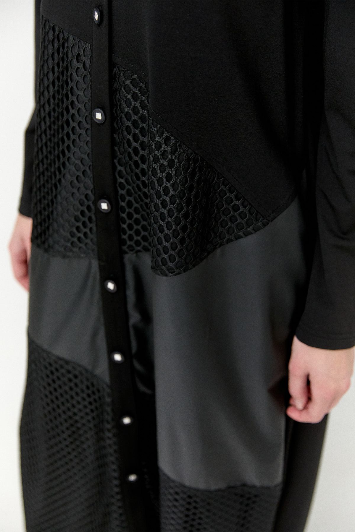 File Detaylı Düğmeli Kap, Tesettür Giyim