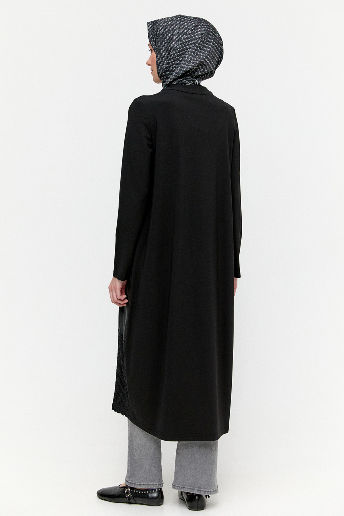 File Detaylı Düğmeli Kap, Tesettür Giyim