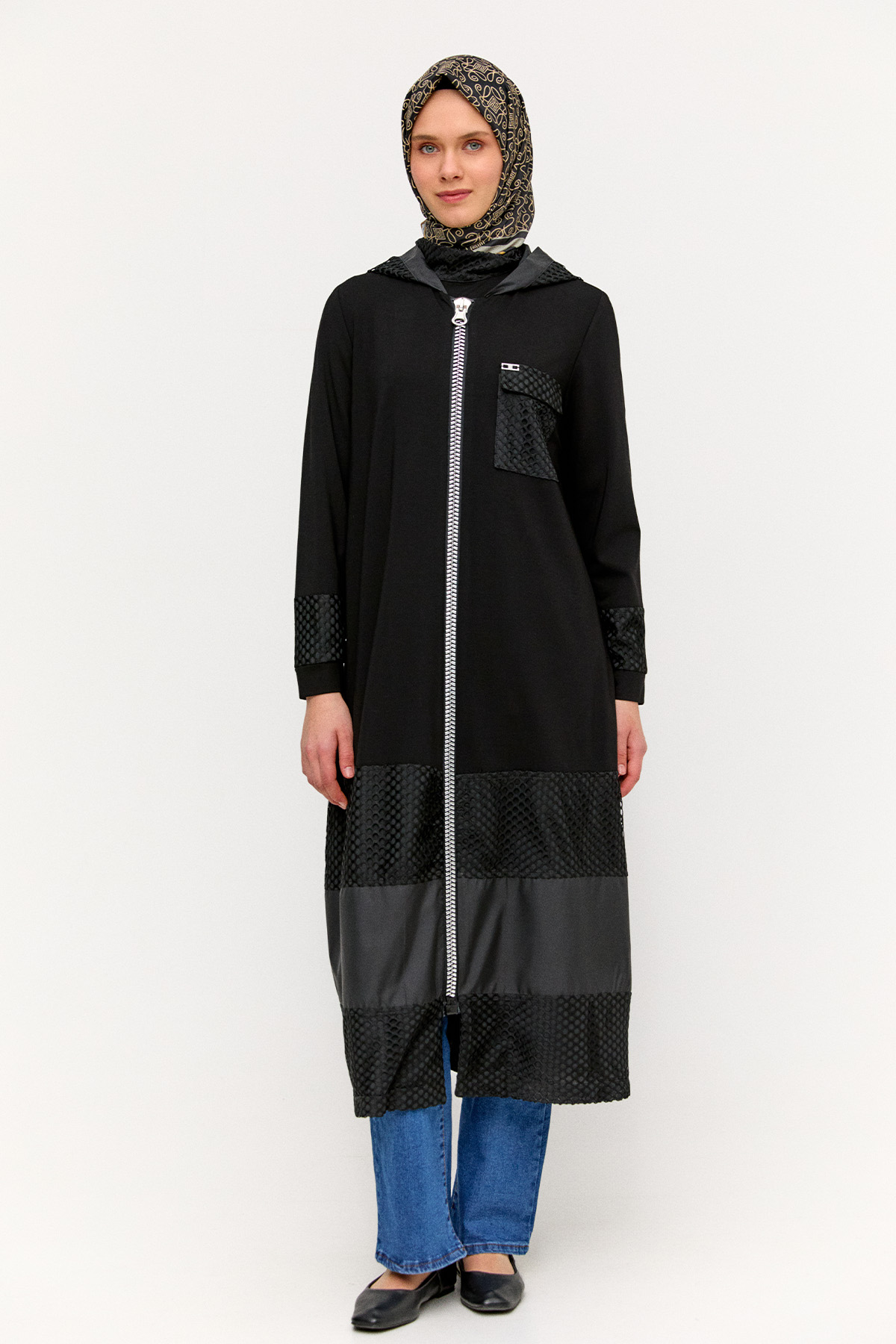 Katmanlı Kapüşonlu Kap, Tesettür Giyim