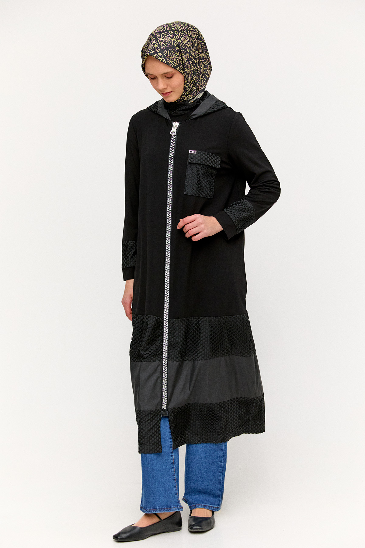 Katmanlı Kapüşonlu Kap, Tesettür Giyim