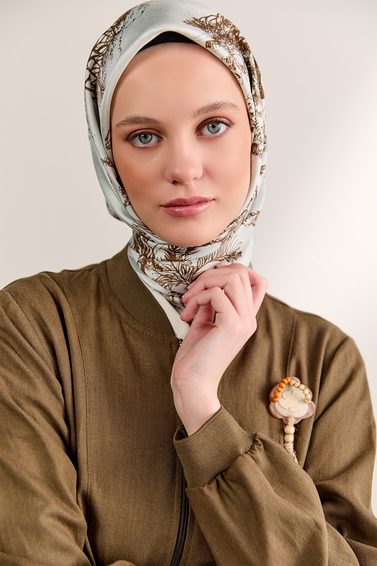 Fermuarlı Keten Bomber Kap, Tesettür Giyim
