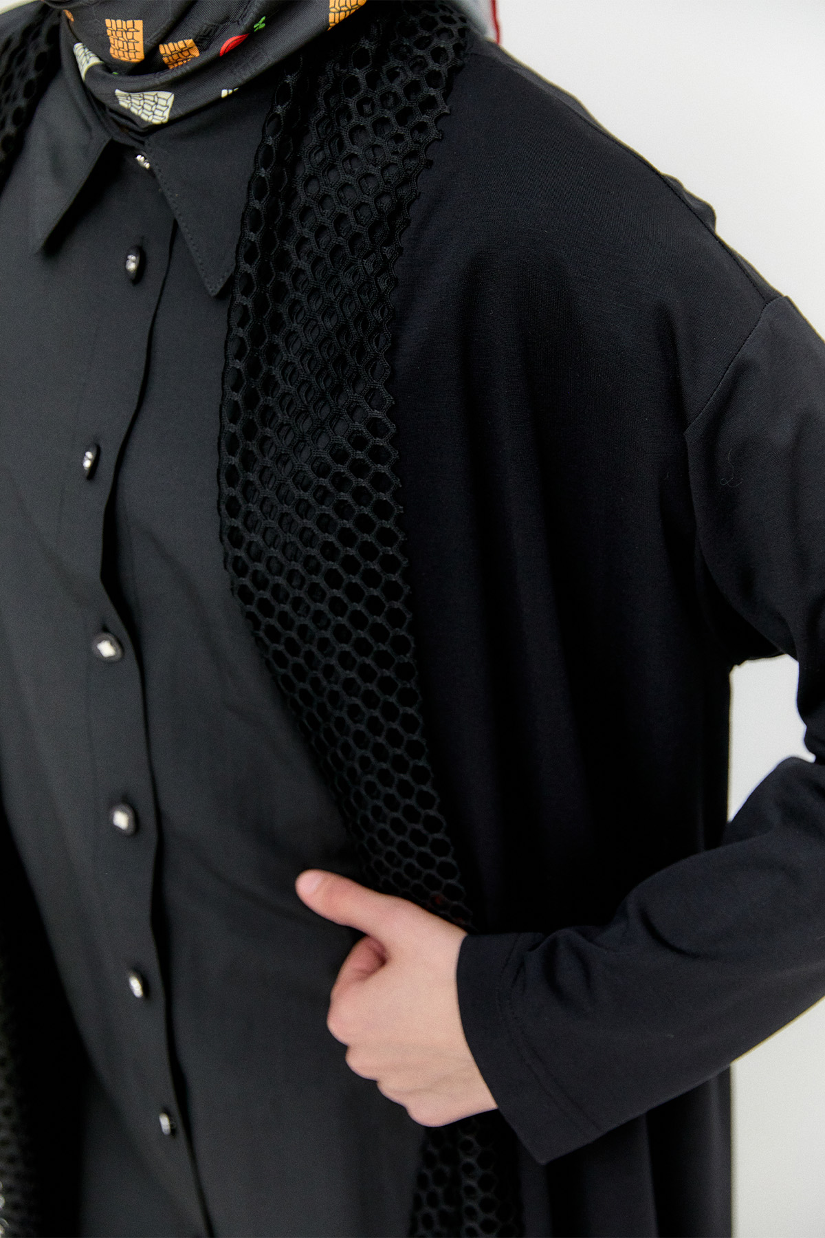 File Detaylı Şal Yaka Kap, Tesettür Giyim