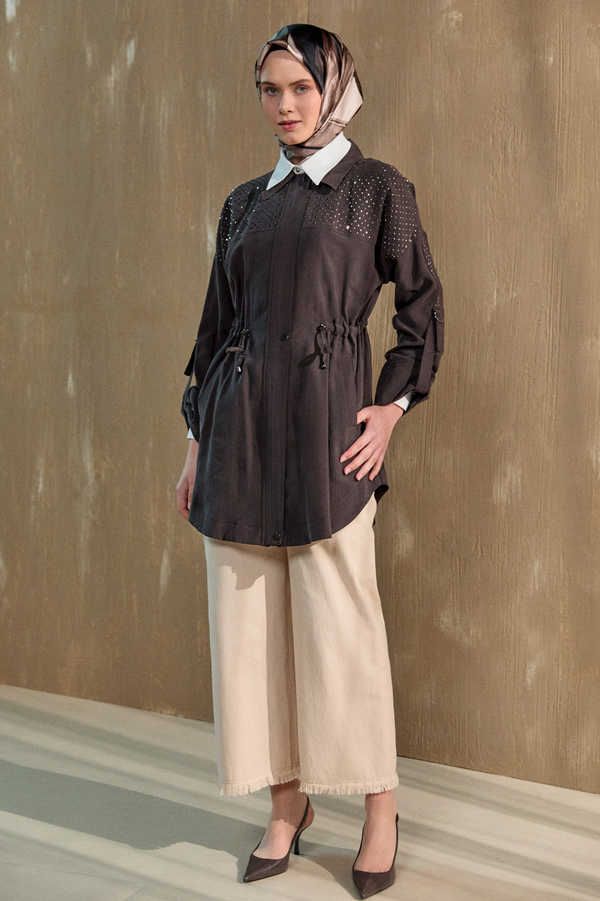 Hotfix Baskılı Kap, Tesettür Giyim