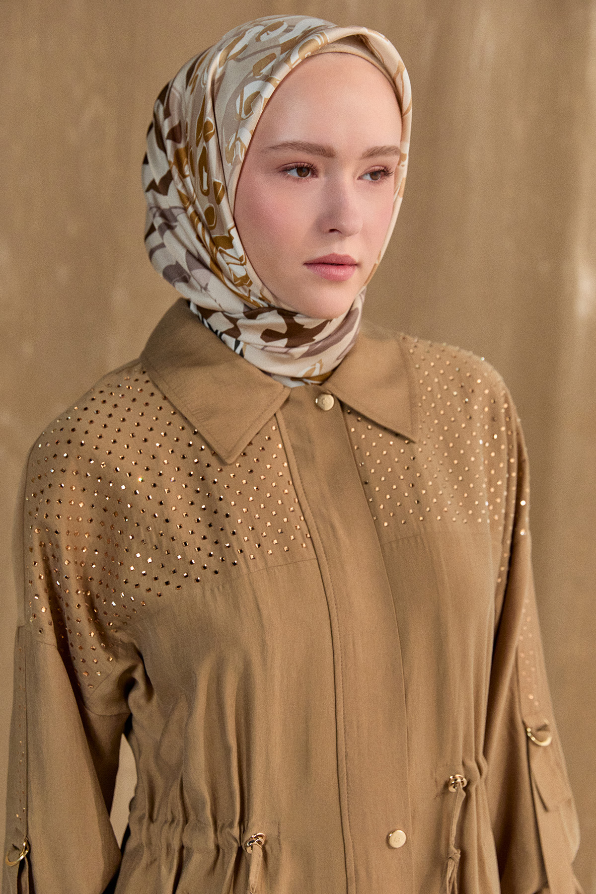 Hotfix Baskılı Kap, Tesettür Giyim