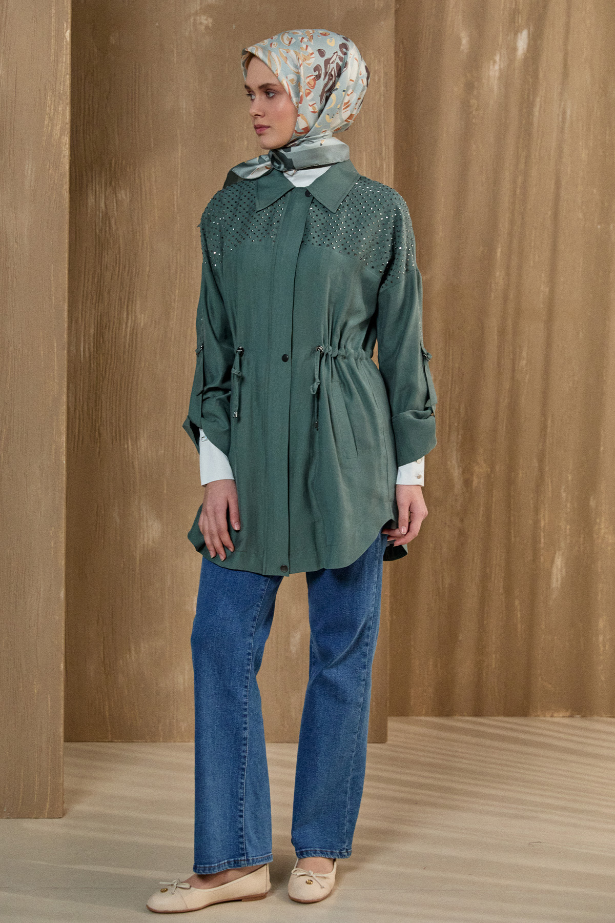 Hotfix Baskılı Kap, Tesettür Giyim