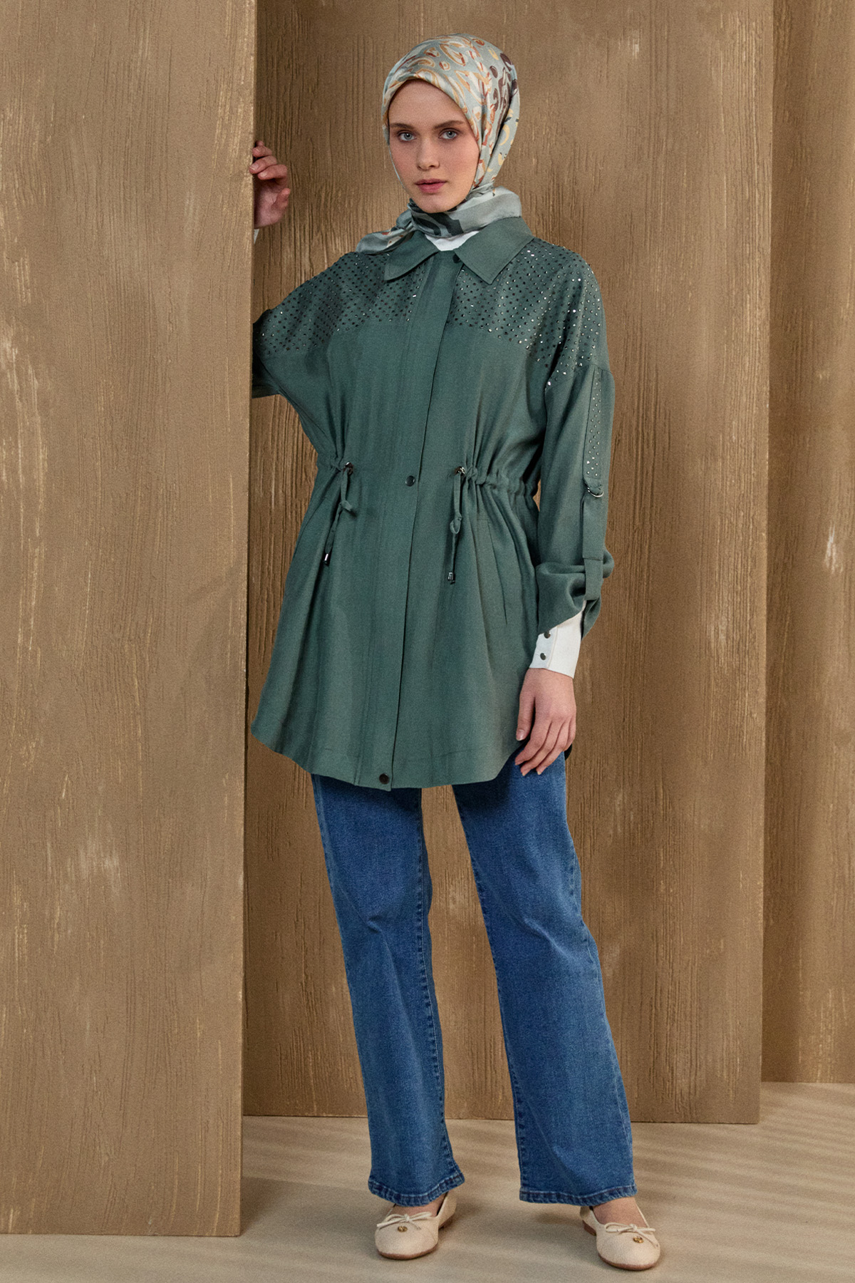 Hotfix Baskılı Kap, Tesettür Giyim