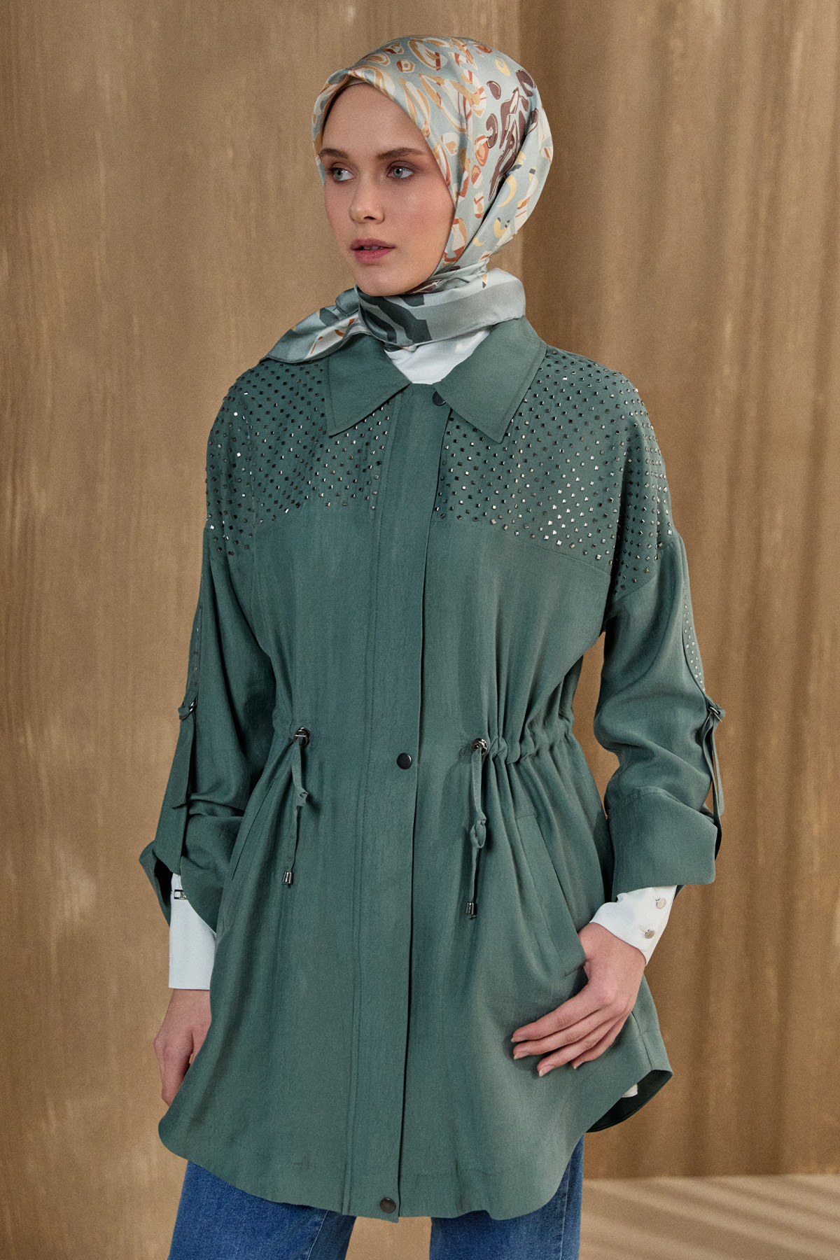 Hotfix Baskılı Kap, Tesettür Giyim