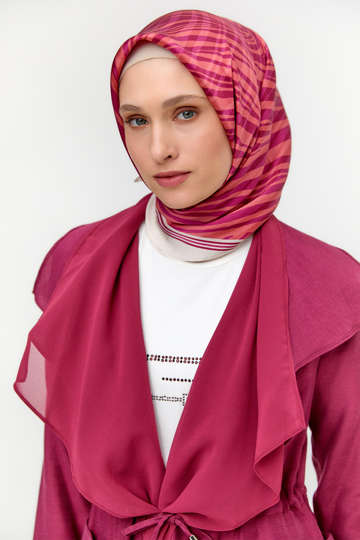 Şifon Parçalı Keten Görünümlü Kap, Tesettür Giyim