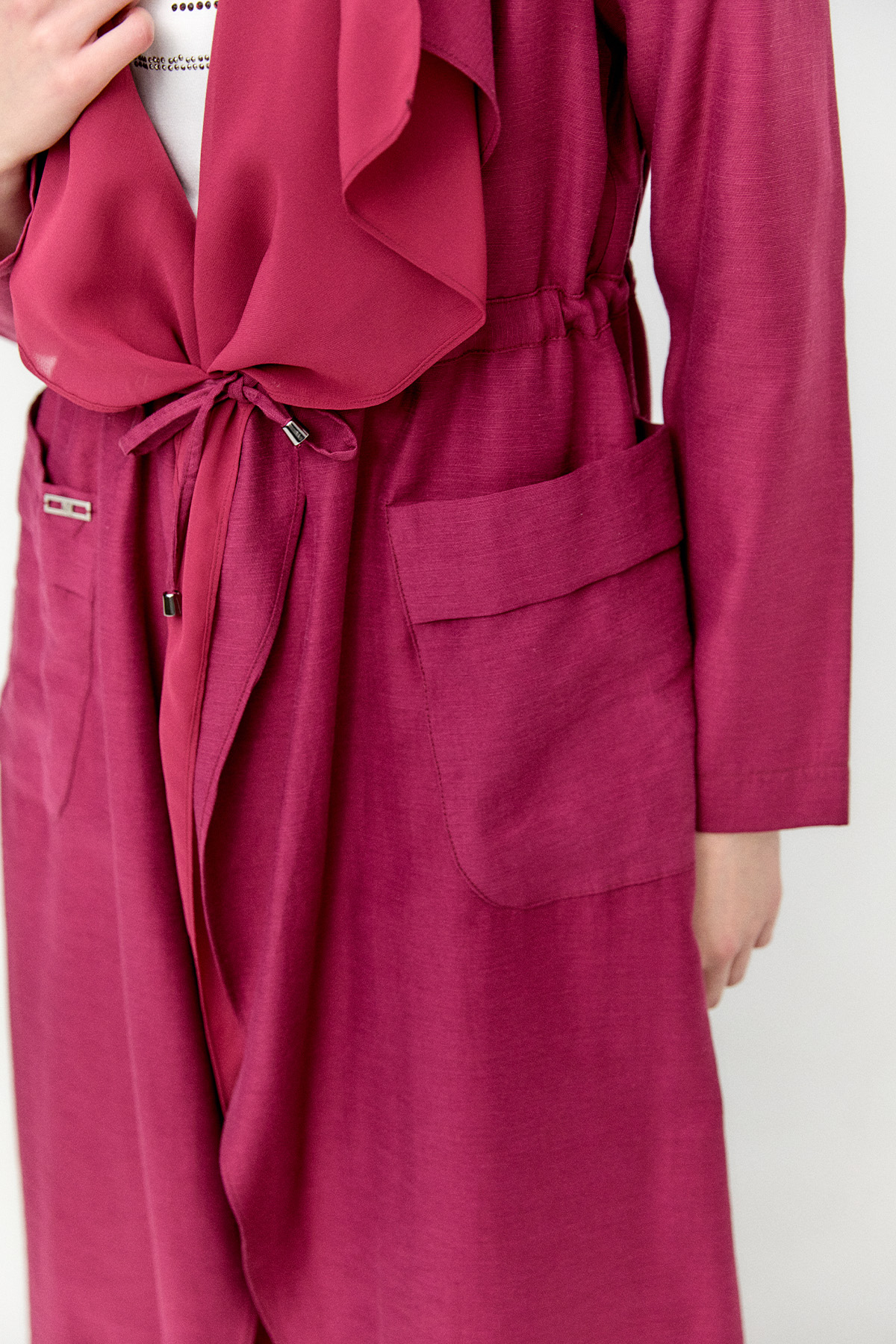 Şifon Parçalı Keten Görünümlü Kap, Tesettür Giyim