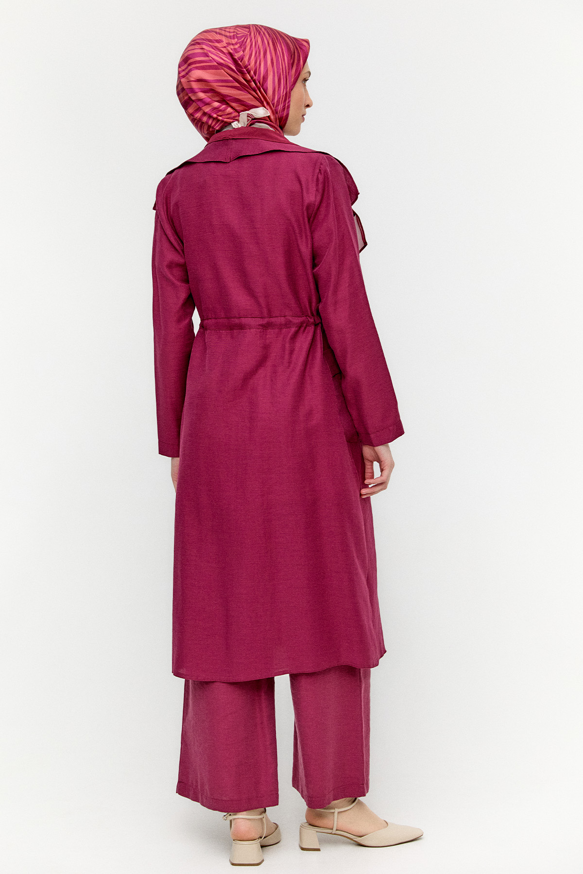 Şifon Parçalı Keten Görünümlü Kap, Tesettür Giyim