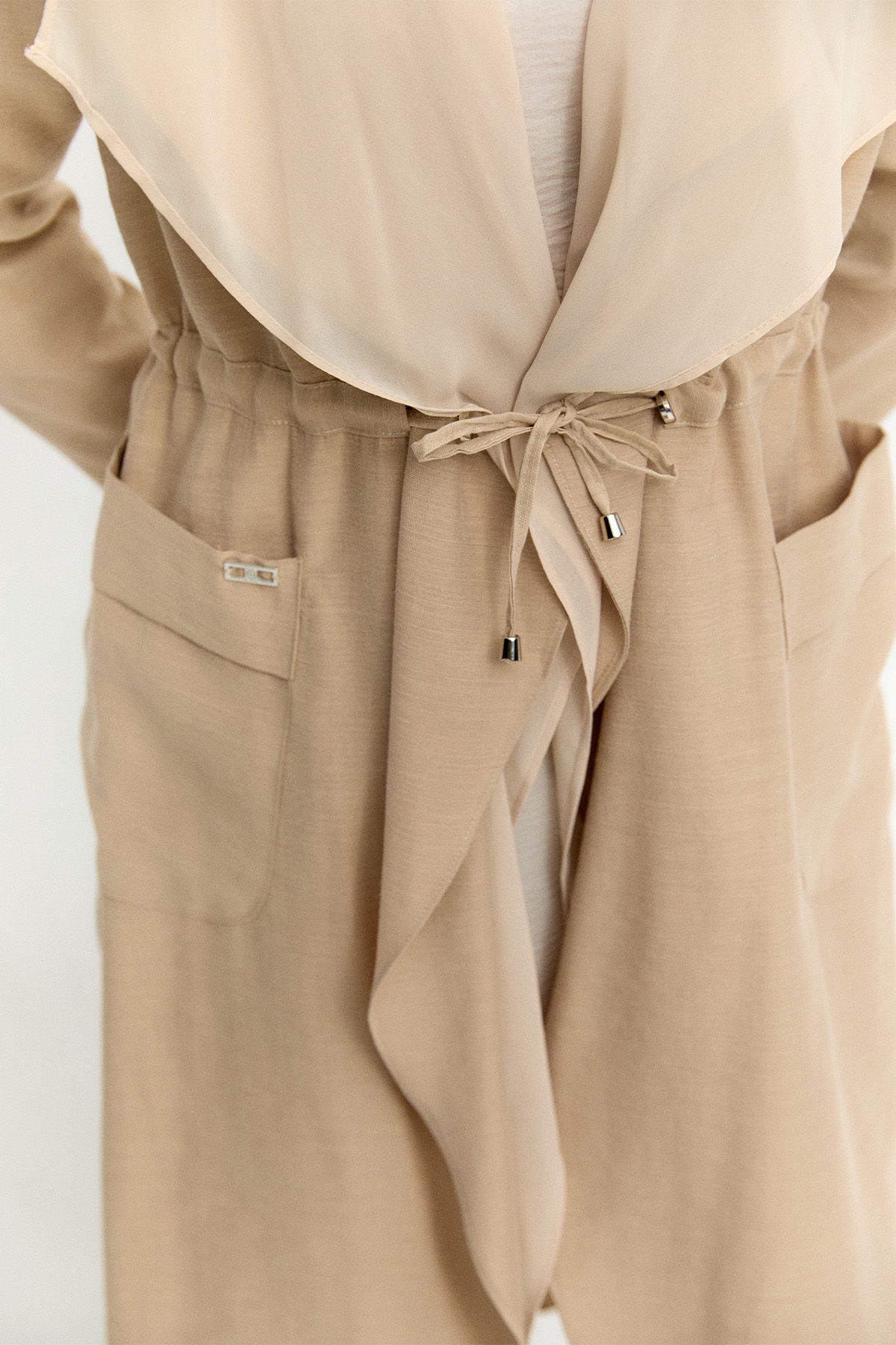 Şifon Parçalı Keten Görünümlü Kap, Tesettür Giyim