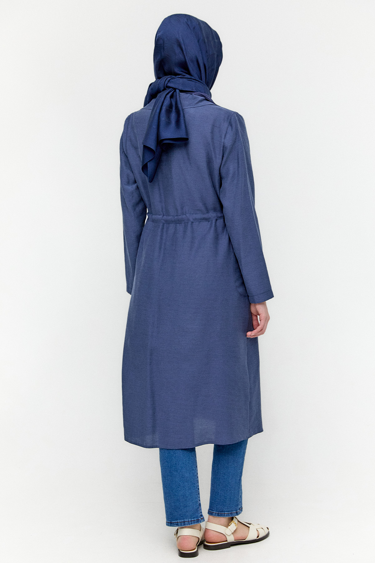 Şifon Parçalı Keten Görünümlü Kap, Tesettür Giyim