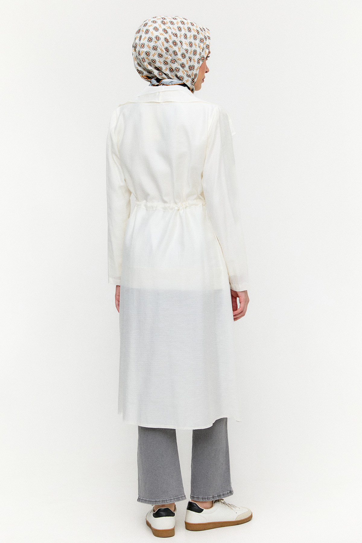 Şifon Parçalı Keten Görünümlü Kap, Tesettür Giyim