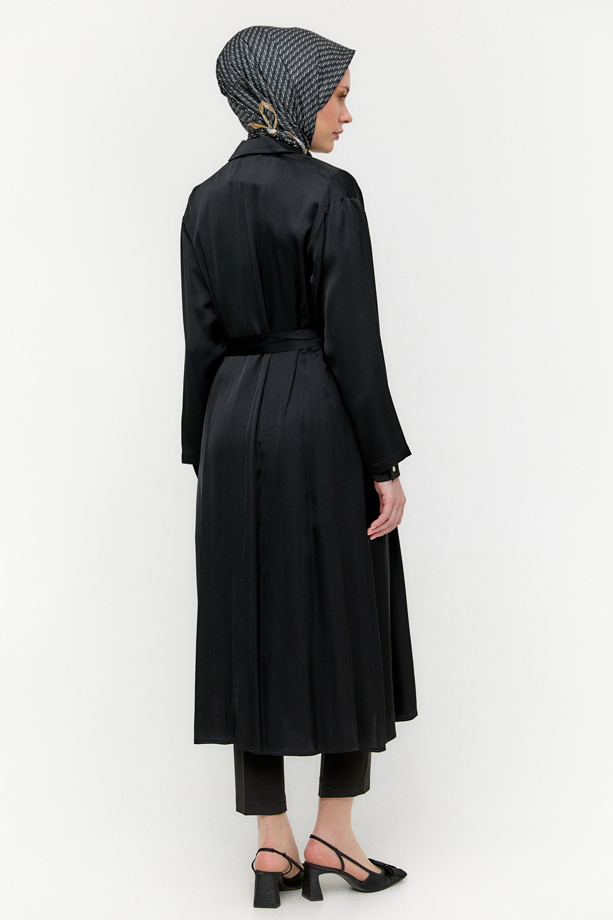 Kuşaklı Saten Kap, Tesettür Giyim