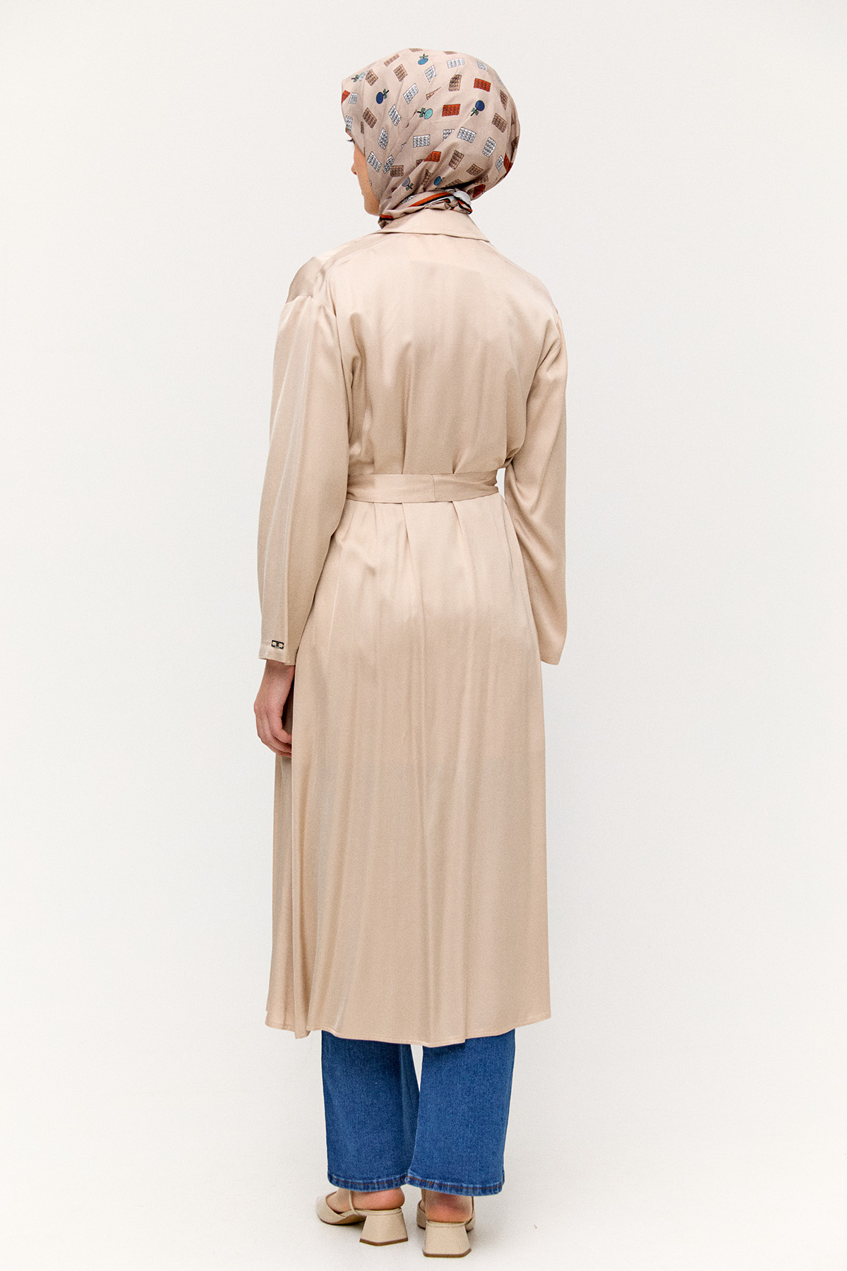 Kuşaklı Saten Kap, Tesettür Giyim