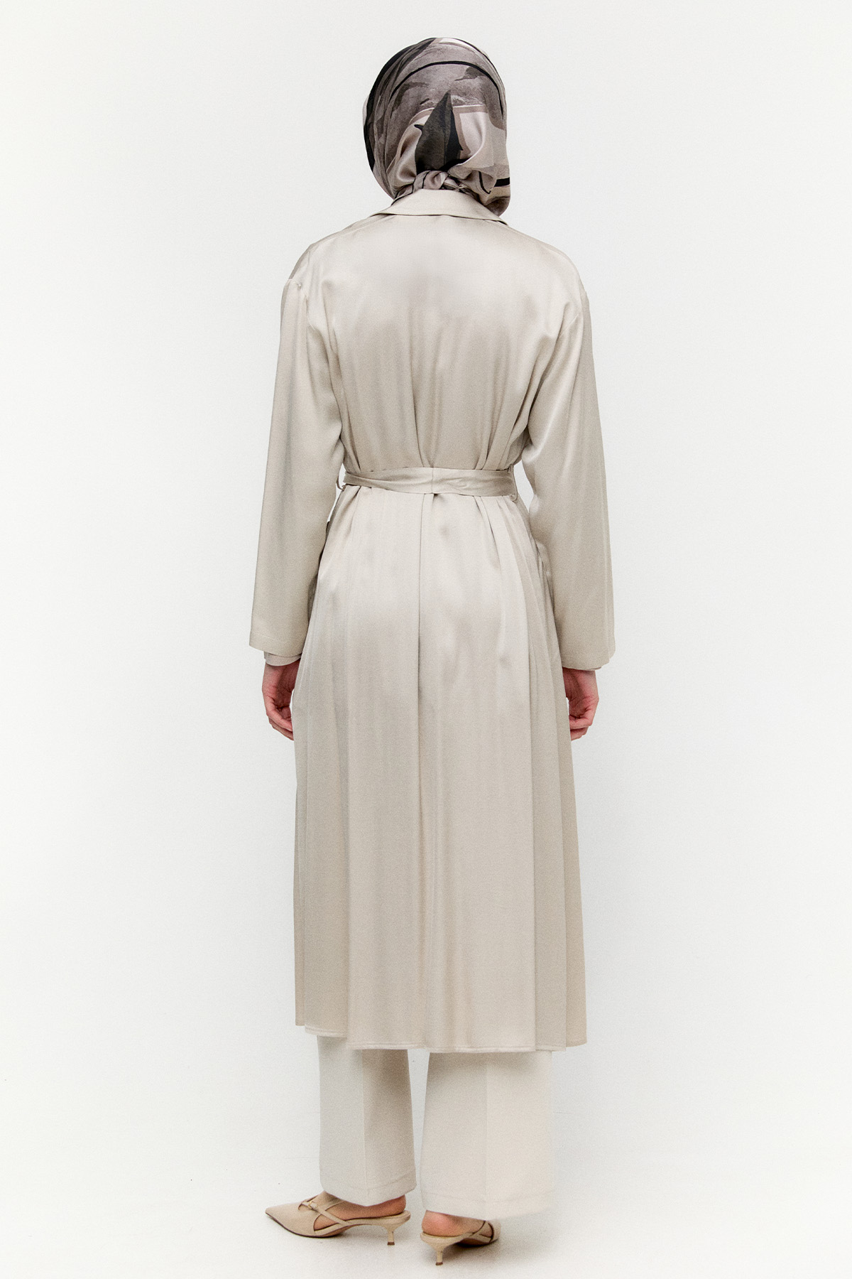 Kuşaklı Saten Kap, Tesettür Giyim